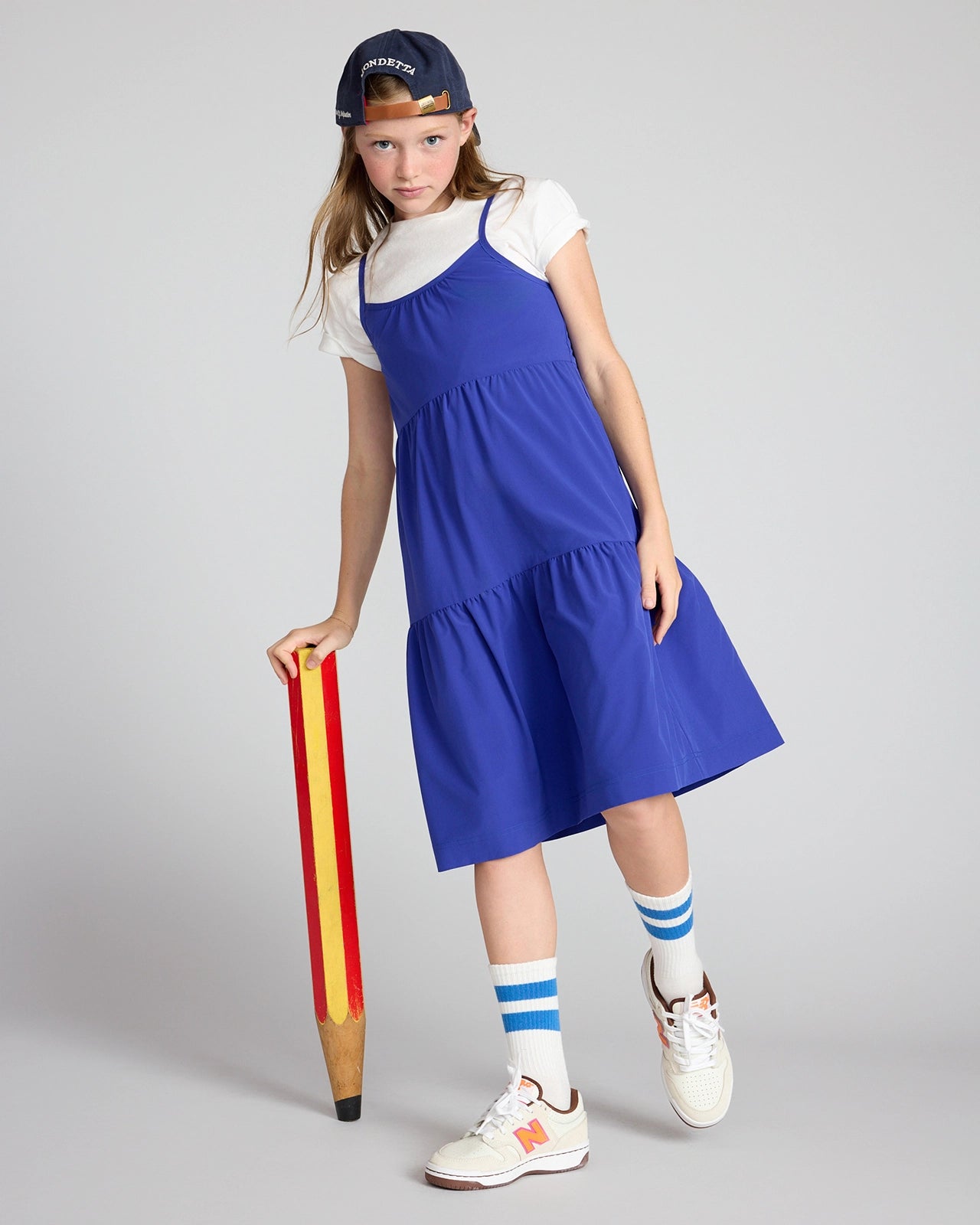 The Girls' Soft Luxe GRS Certified Recycled Poly 3-Tier Dress - Blue