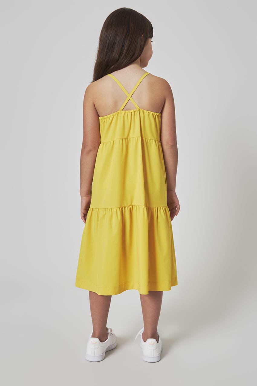 The Girls' Soft Luxe GRS Certified Recycled Poly 3-Tier Dress - Yellow