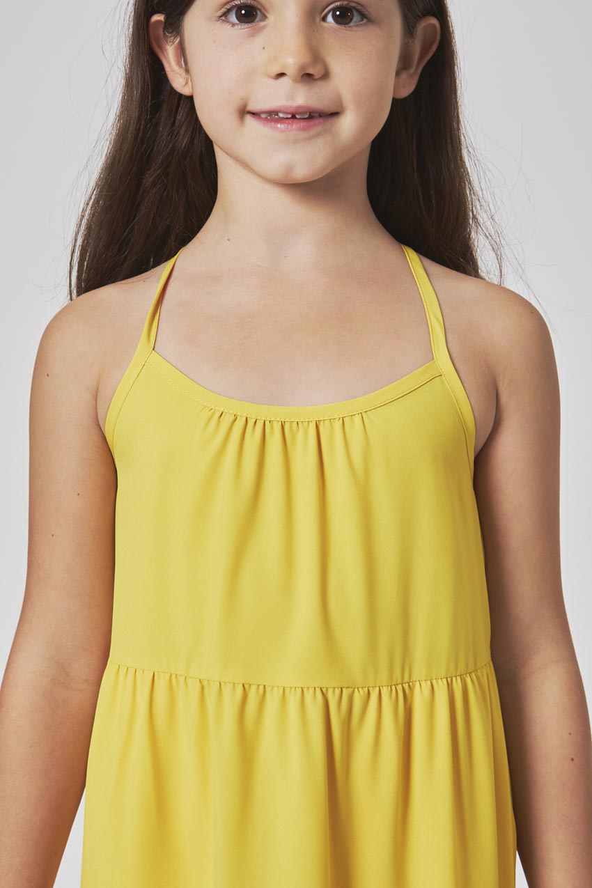 The Girls' Soft Luxe GRS Certified Recycled Poly 3-Tier Dress - Yellow