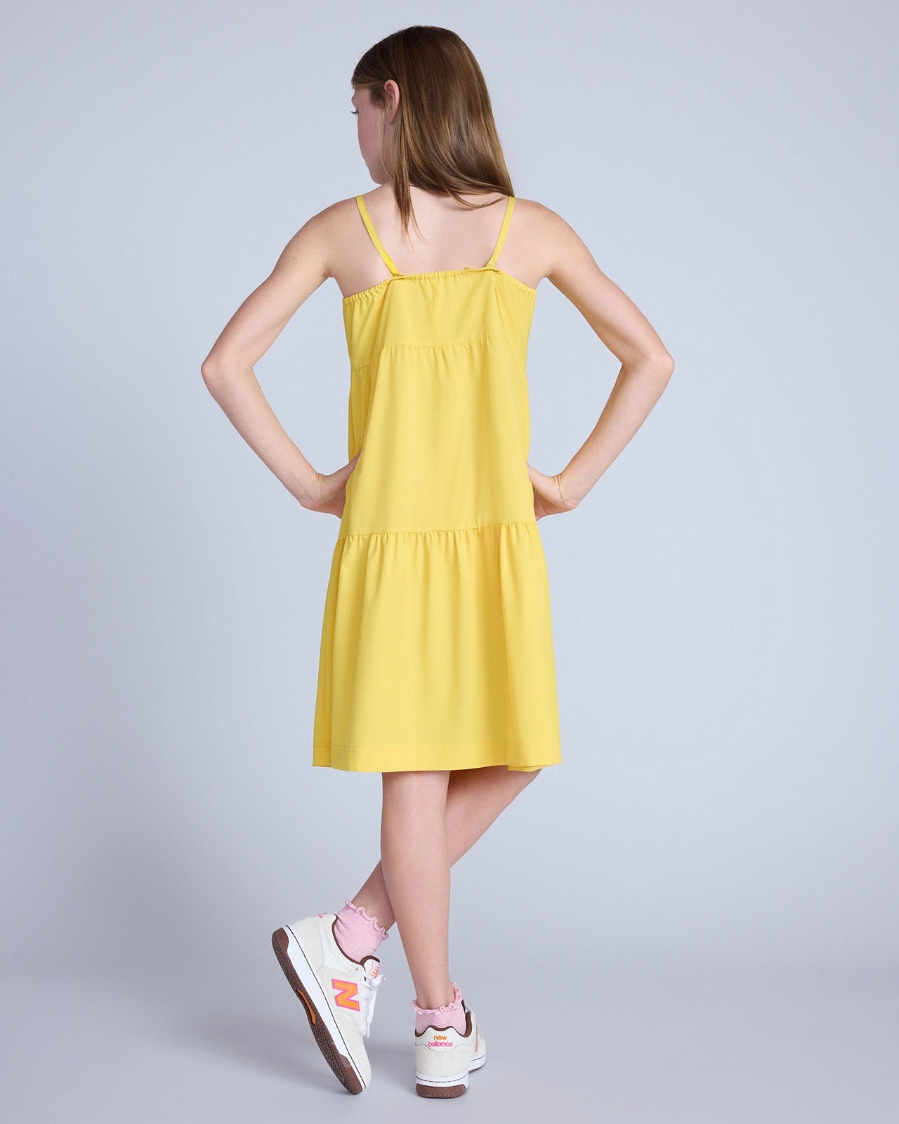 The Girls' Soft Luxe GRS Certified Recycled Poly 3-Tier Dress - Yellow