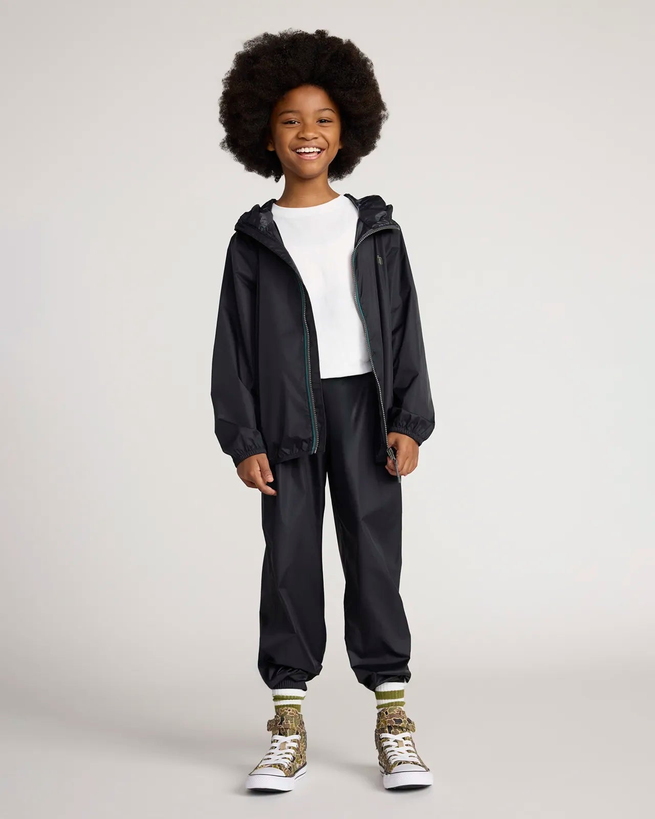 The Kids' Packable GRS Certified Recycled Nylon Splash Rain Jacket - Black