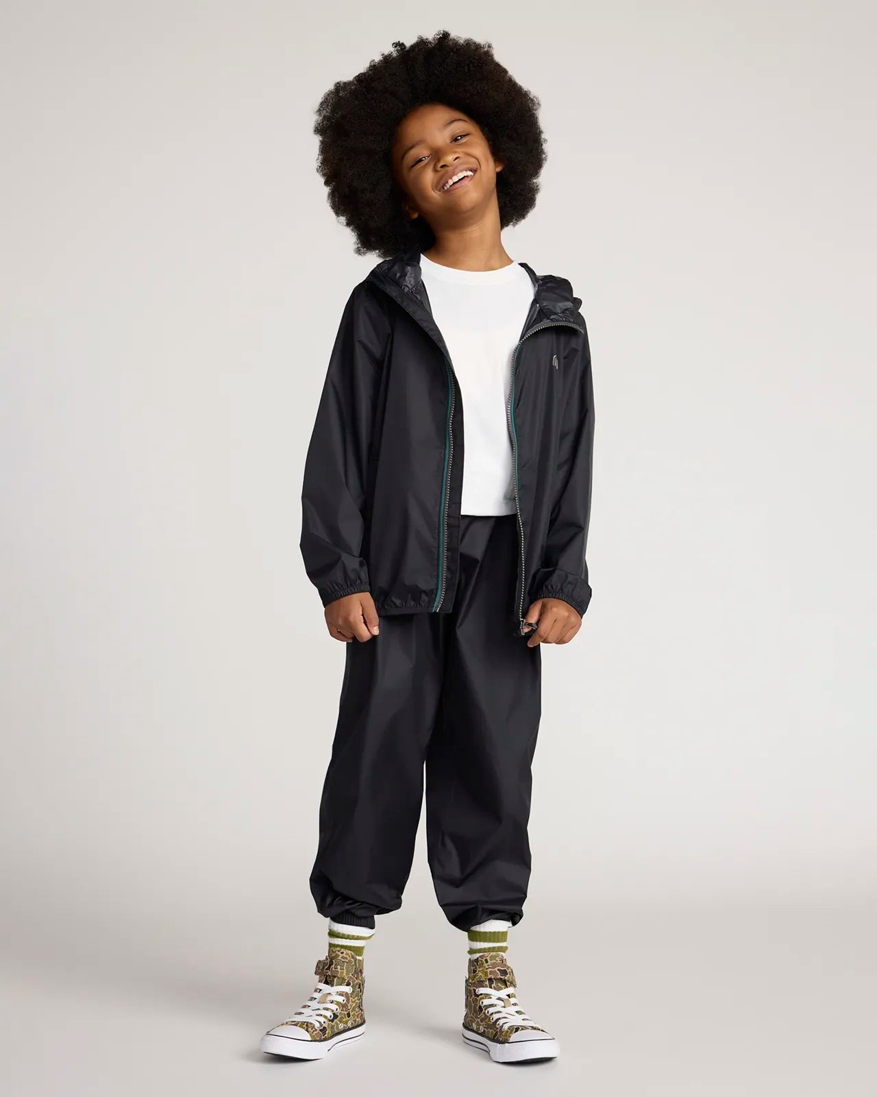 The Kids' Packable GRS Certified Recycled Nylon Splash Rain Jacket - Black