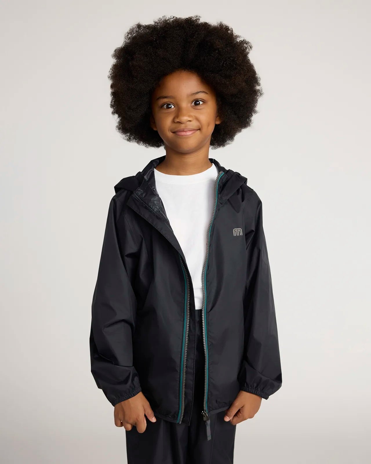 The Kids' Packable GRS Certified Recycled Nylon Splash Rain Jacket - Black