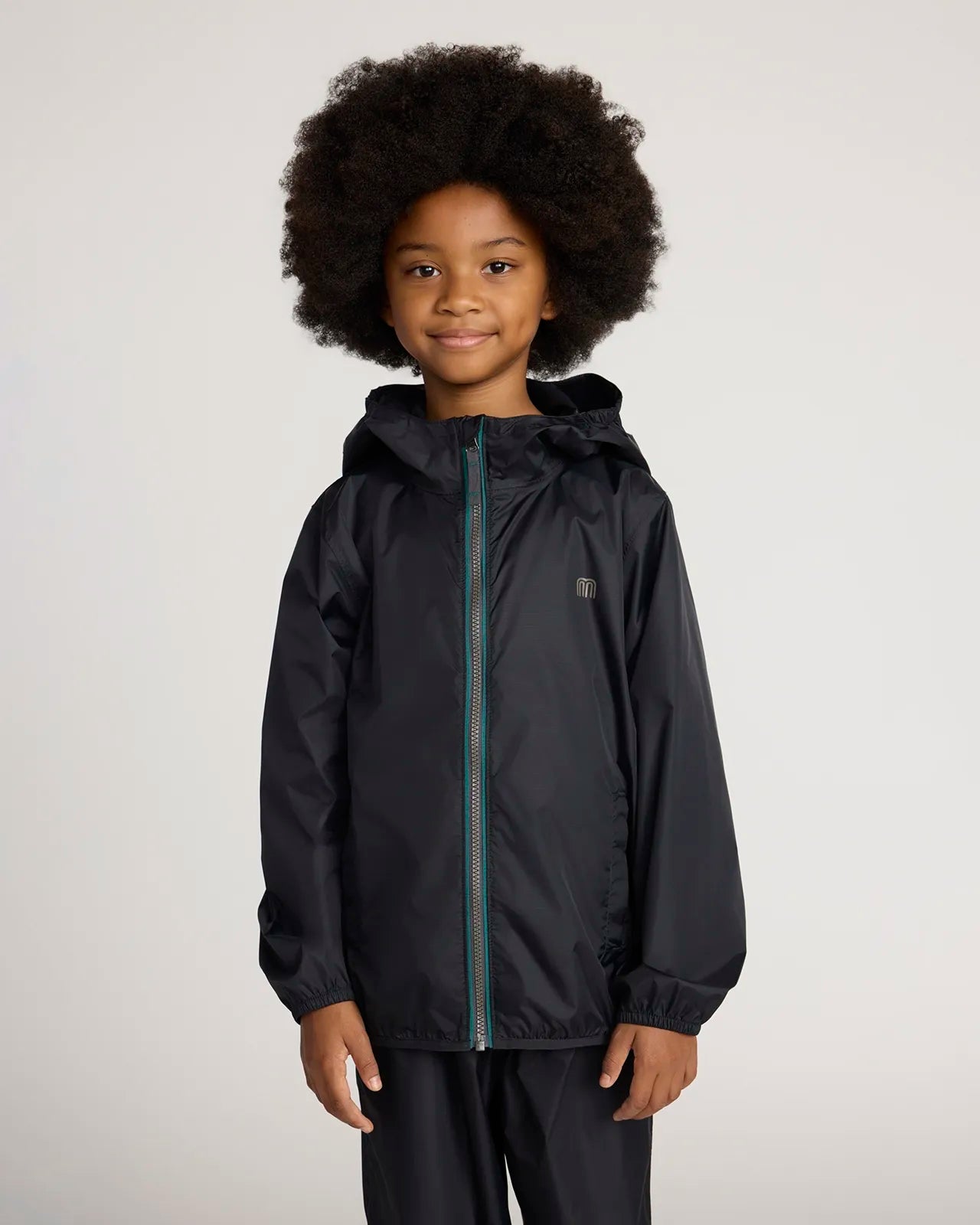 The Kids' Packable GRS Certified Recycled Nylon Splash Rain Jacket - Black
