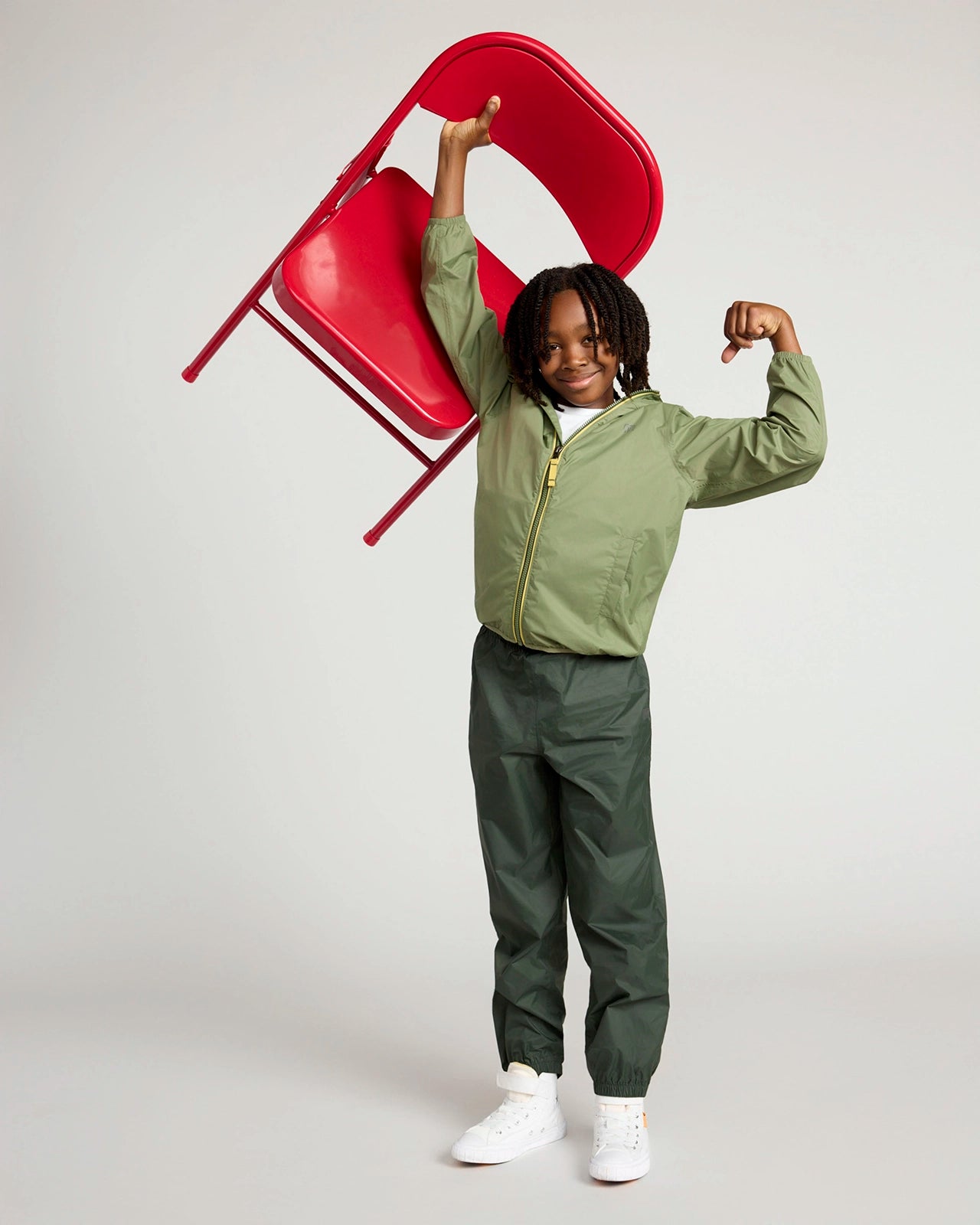 The Kids' Packable GRS Certified Recycled Nylon Splash Rain Jacket - Olive Green