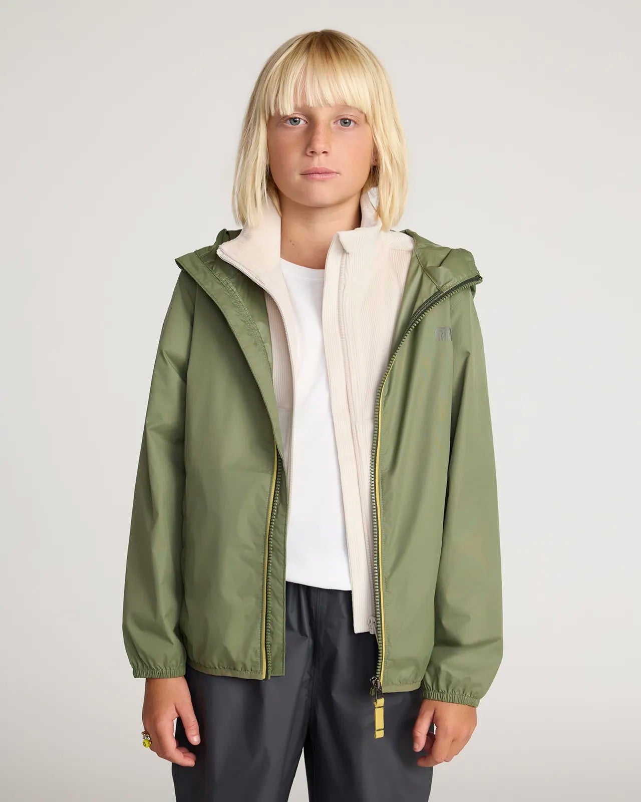 The Kids' Packable GRS Certified Recycled Nylon Splash Rain Jacket - Olive Green