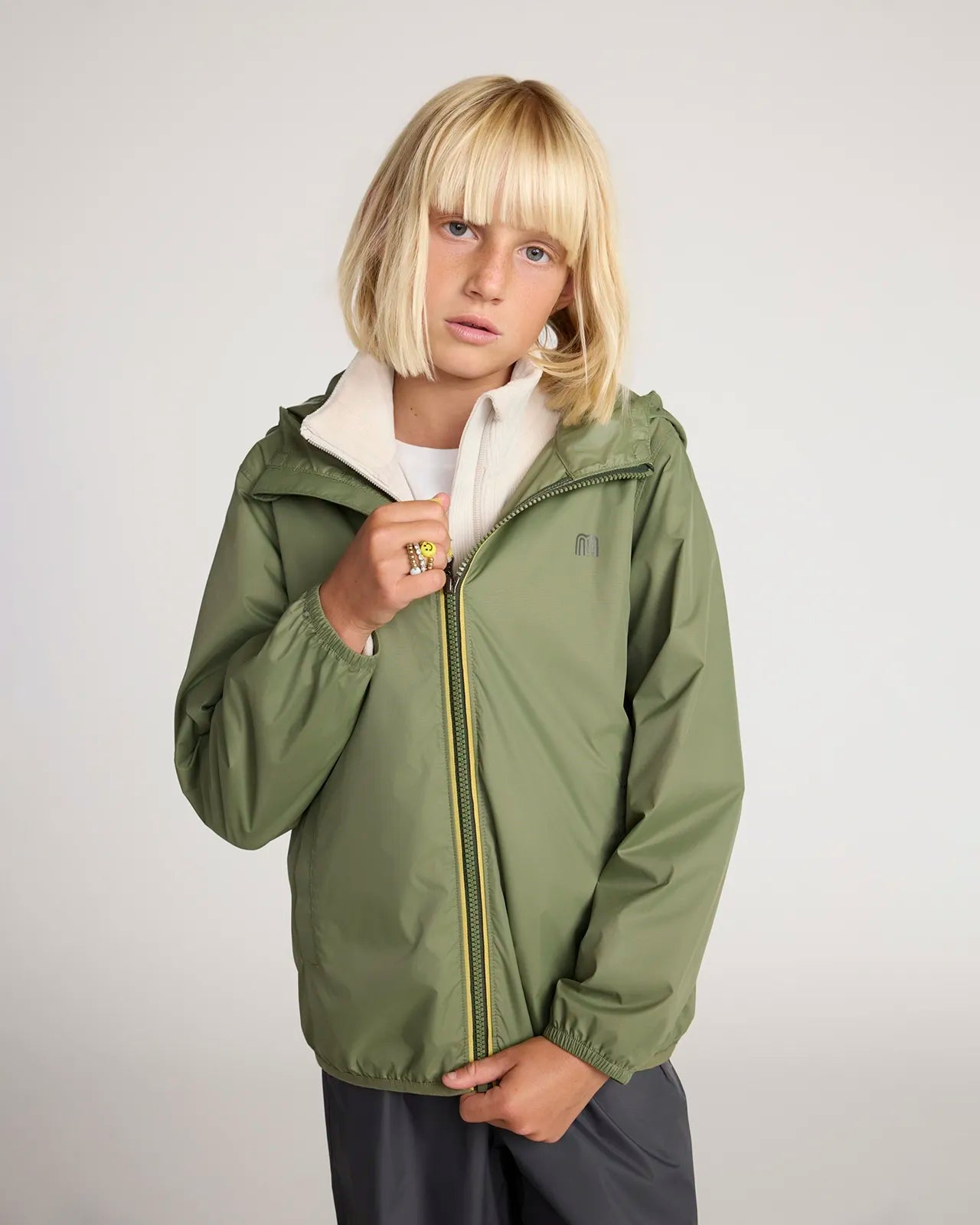The Kids' Packable GRS Certified Recycled Nylon Splash Rain Jacket - Olive Green