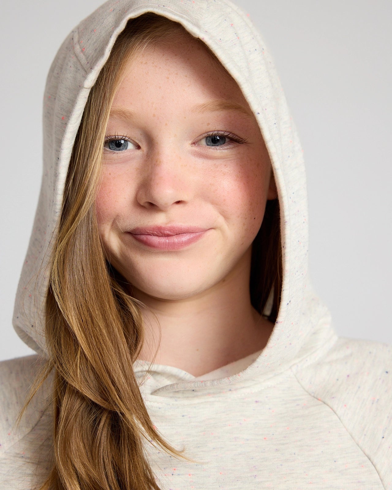 The Kids' Ecovero™ + GRS Certified Recycled Poly Candy Fleece Hoodie - White