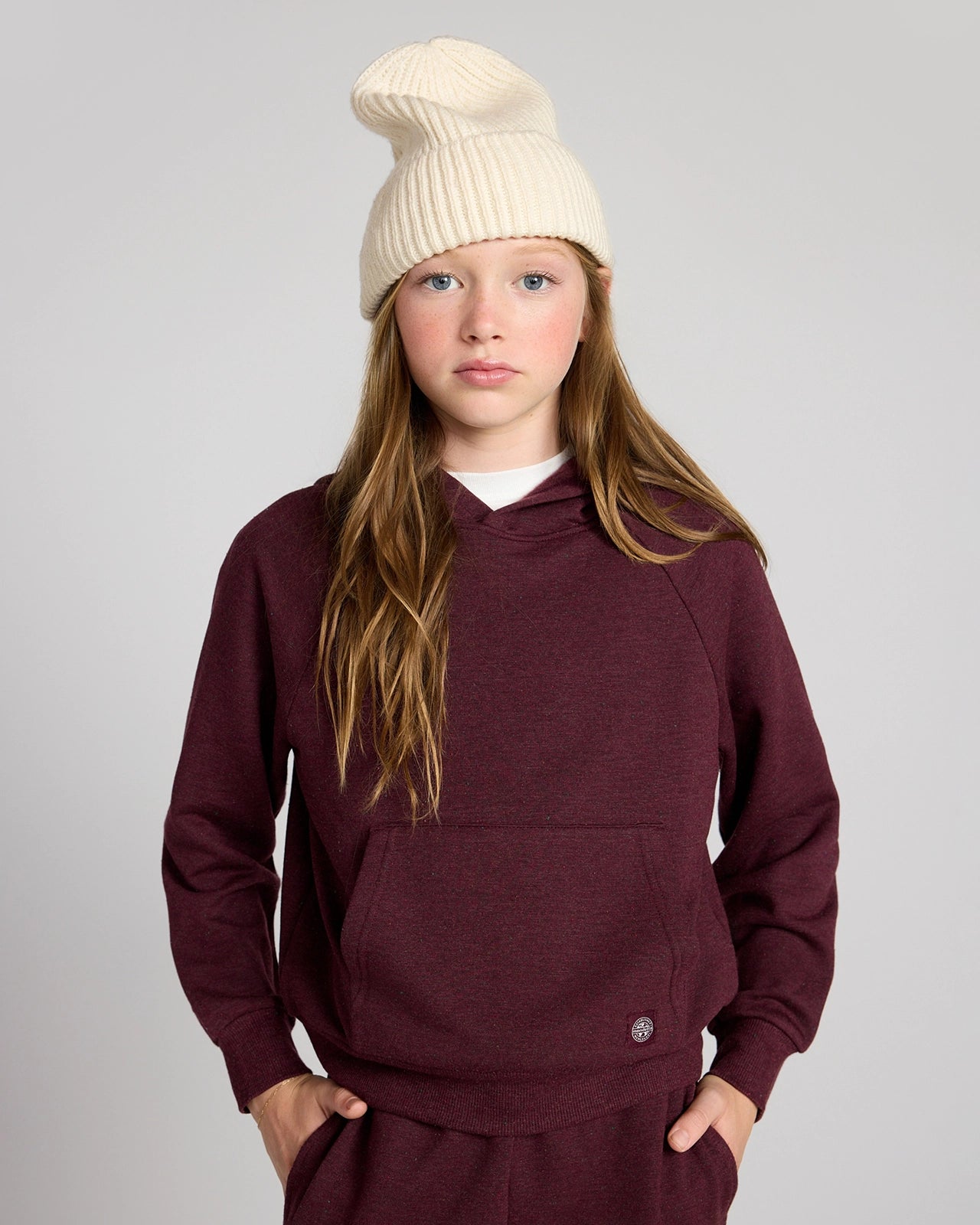 The Kids' Ecovero™ + GRS Certified Recycled Poly Candy Fleece Hoodie - Purple