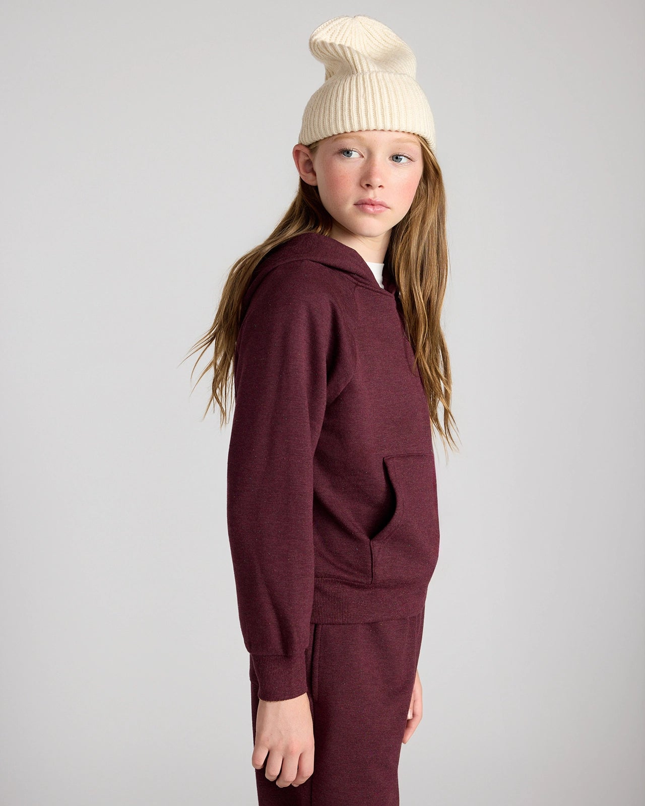 The Kids' Ecovero™ + GRS Certified Recycled Poly Candy Fleece Hoodie - Purple