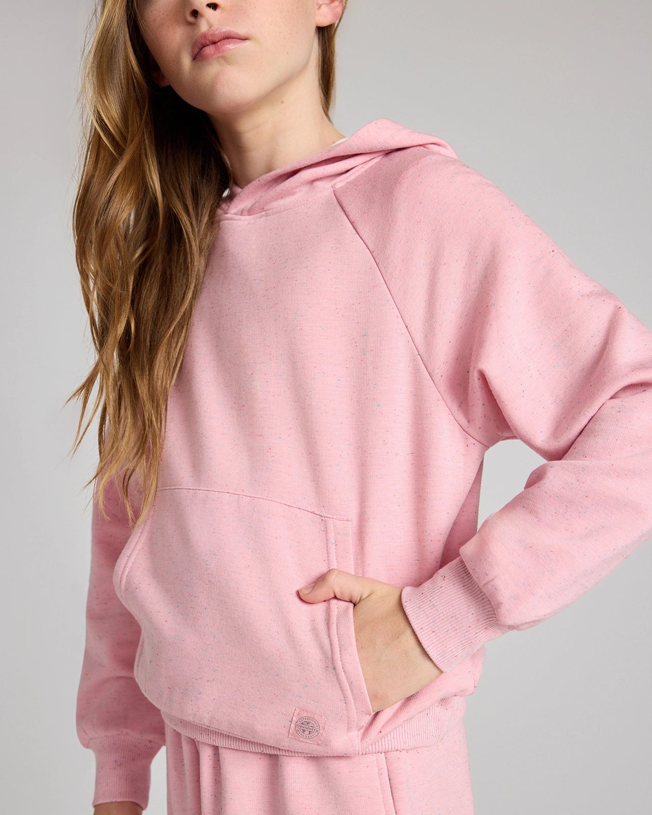 The Kids' Ecovero™ + GRS Certified Recycled Poly Candy Fleece Hoodie - Bubblegum Pink
