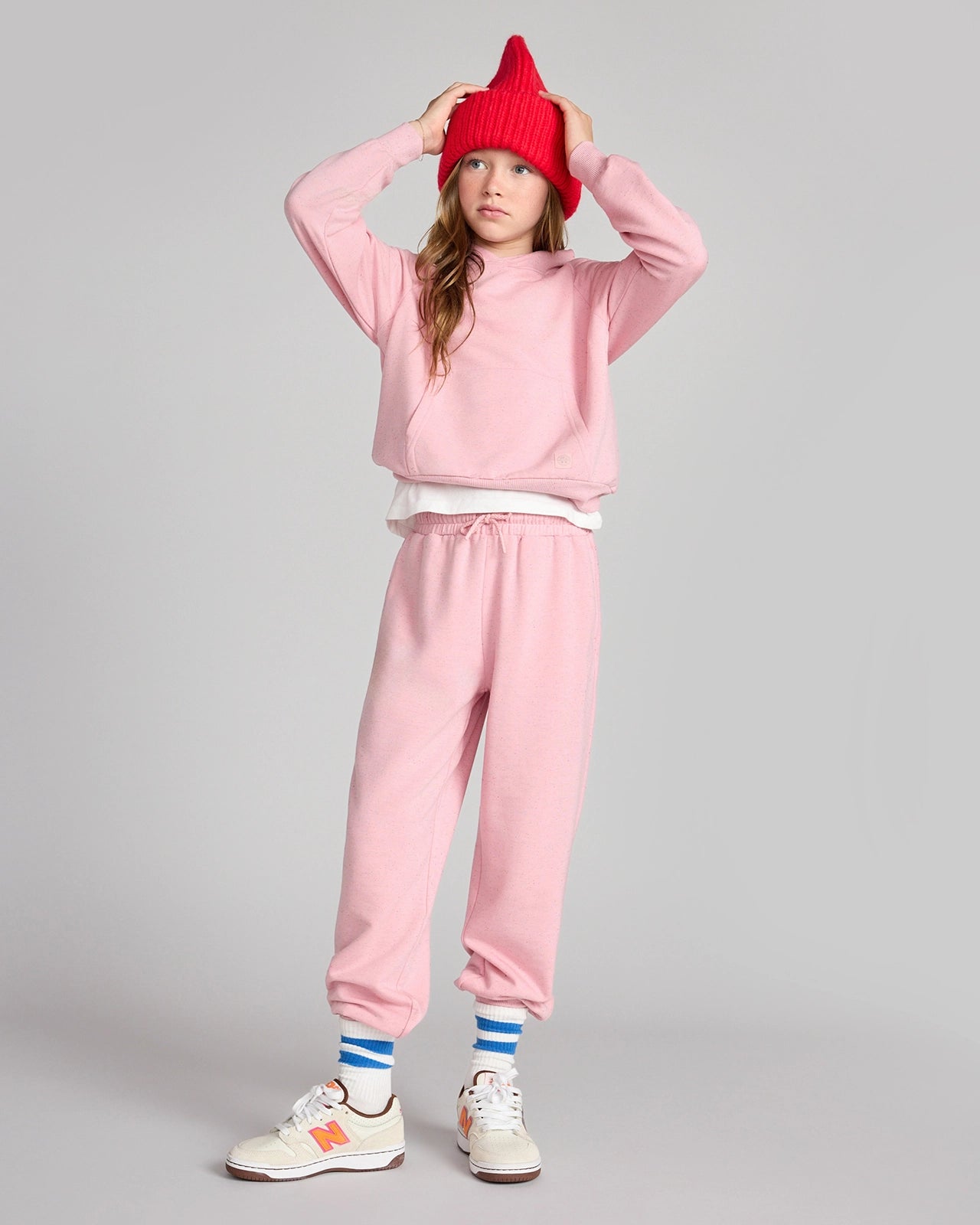 The Kids' Ecovero™ + GRS Certified Recycled Poly Candy Fleece Hoodie - Pink