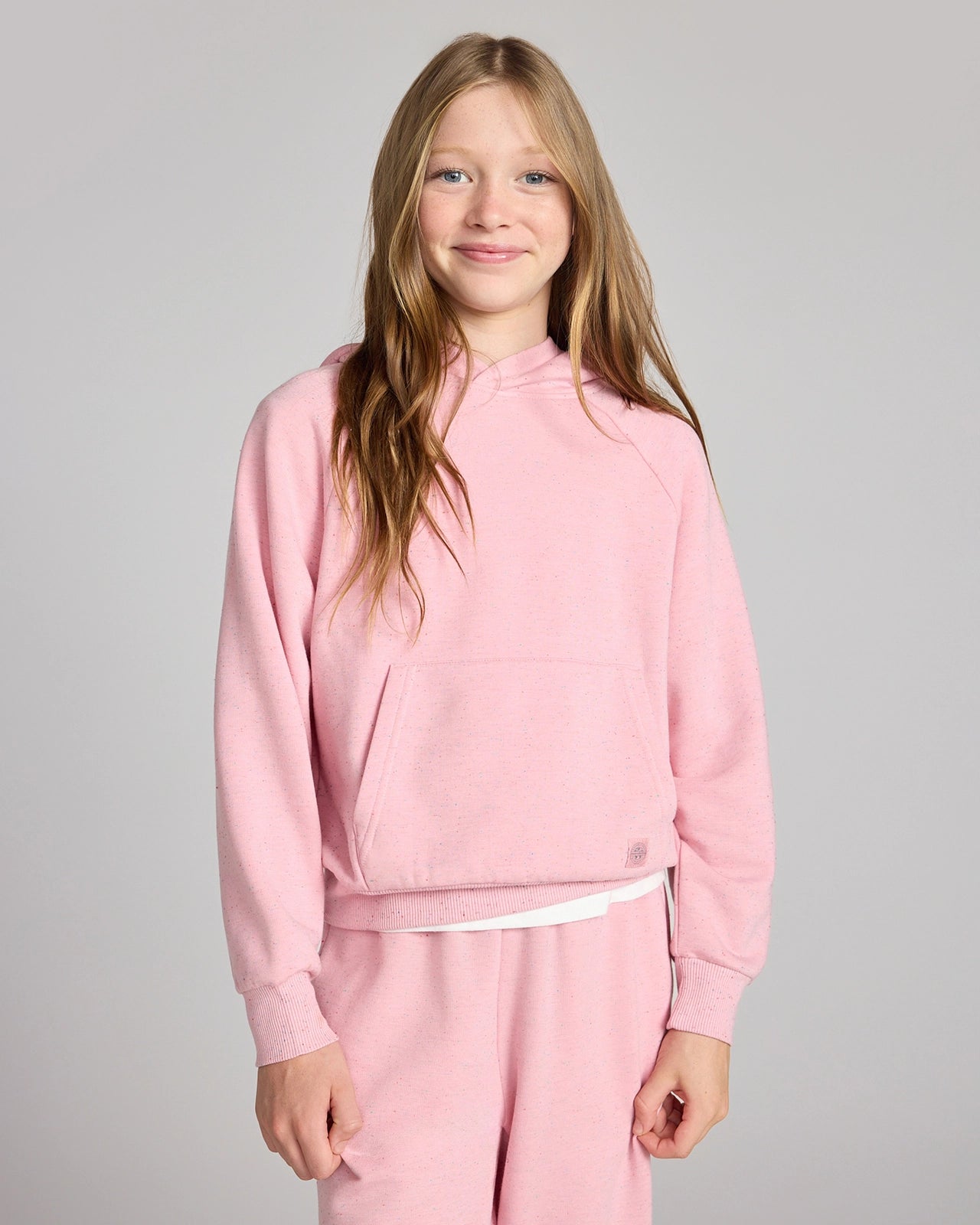 The Kids' Ecovero™ + GRS Certified Recycled Poly Candy Fleece Hoodie - Bubblegum Pink