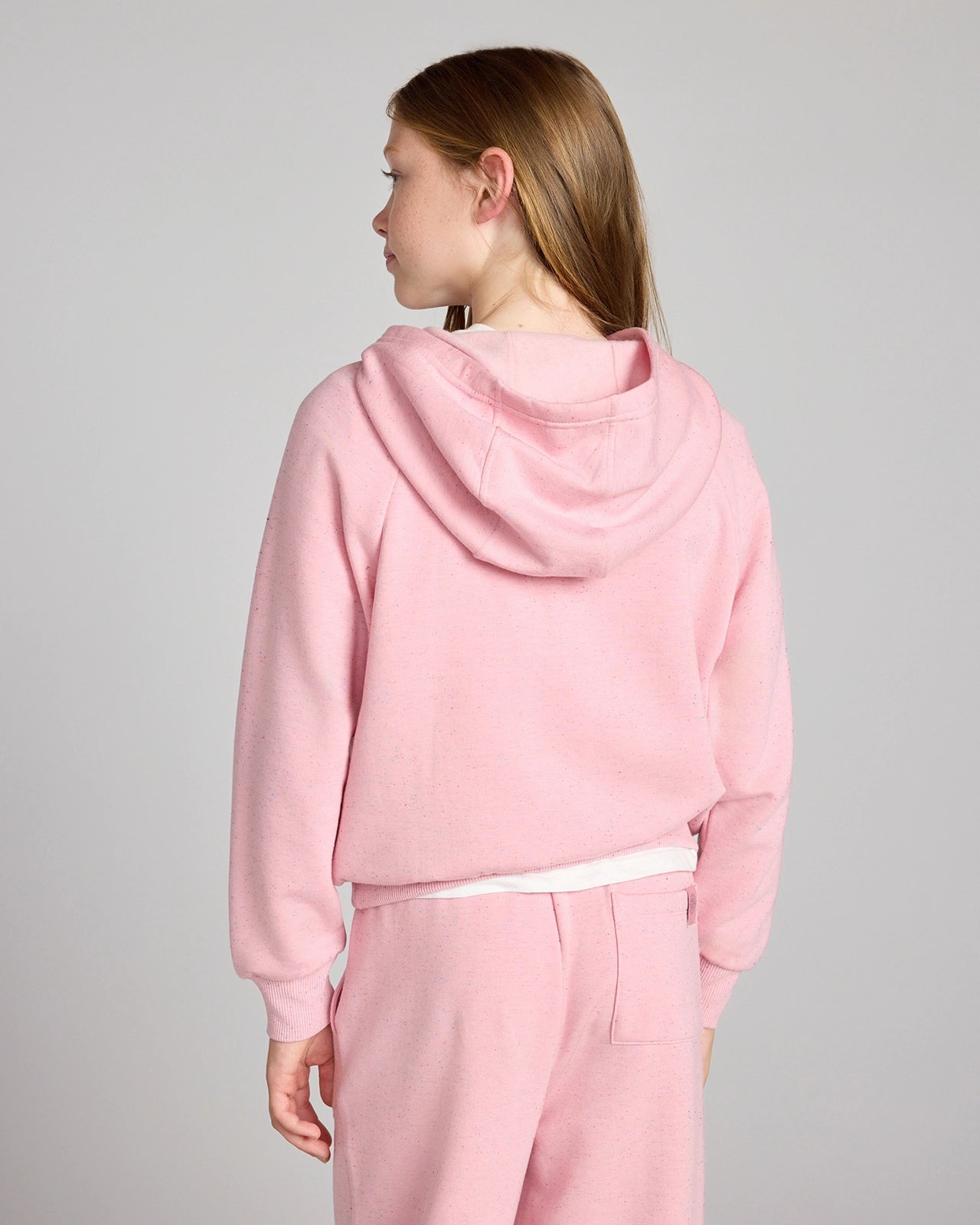 The Kids' Ecovero™ + GRS Certified Recycled Poly Candy Fleece Hoodie - Bubblegum Pink