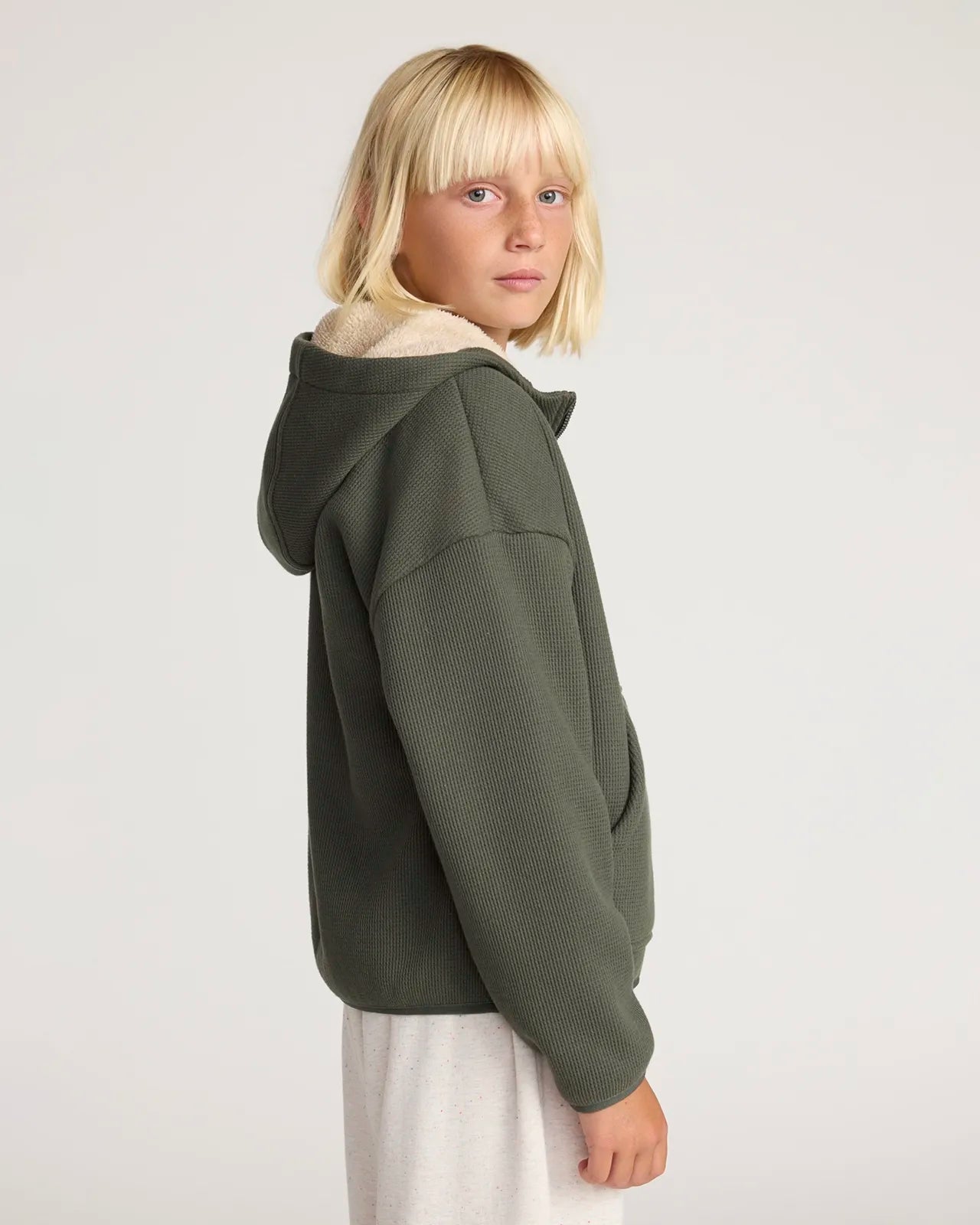 The Kids' Soft Luxe Organic Cotton + GRS Certified Recycled Poly Jacket - Kambaba Green