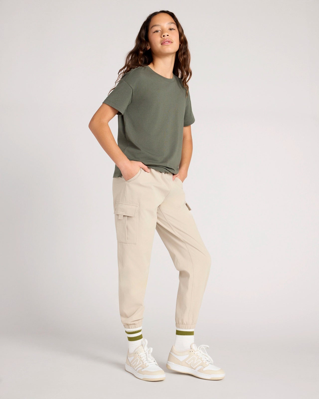 The Kids' GRS Certified Recycled Poly Everyday Cargo Pant - Humus Beige