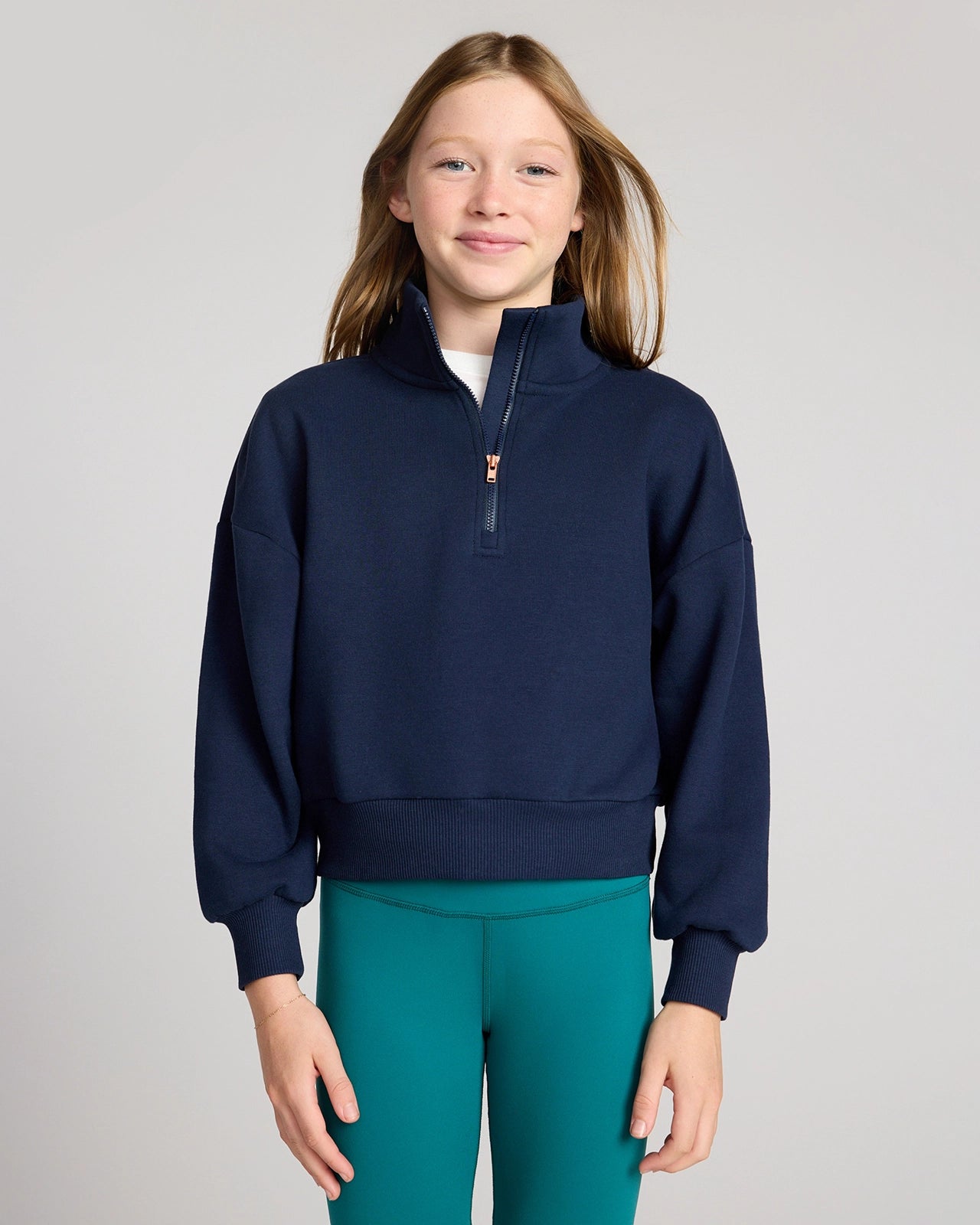The Soft GRS Certified Recycled Poly + Organic Cotton 1/2 Zip Top