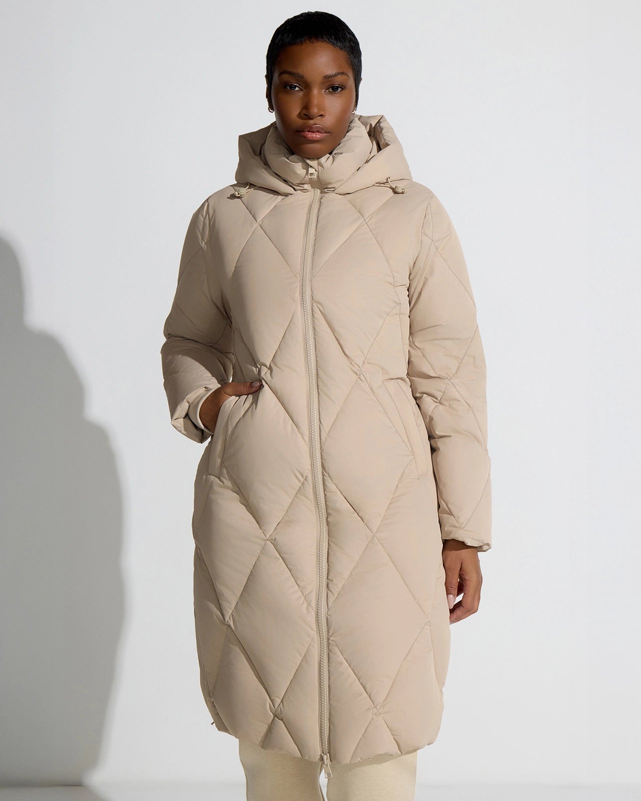The RDS 700 Fill Power GRS Certified Recycled Poly Diamond-Quilted Parka - Cream