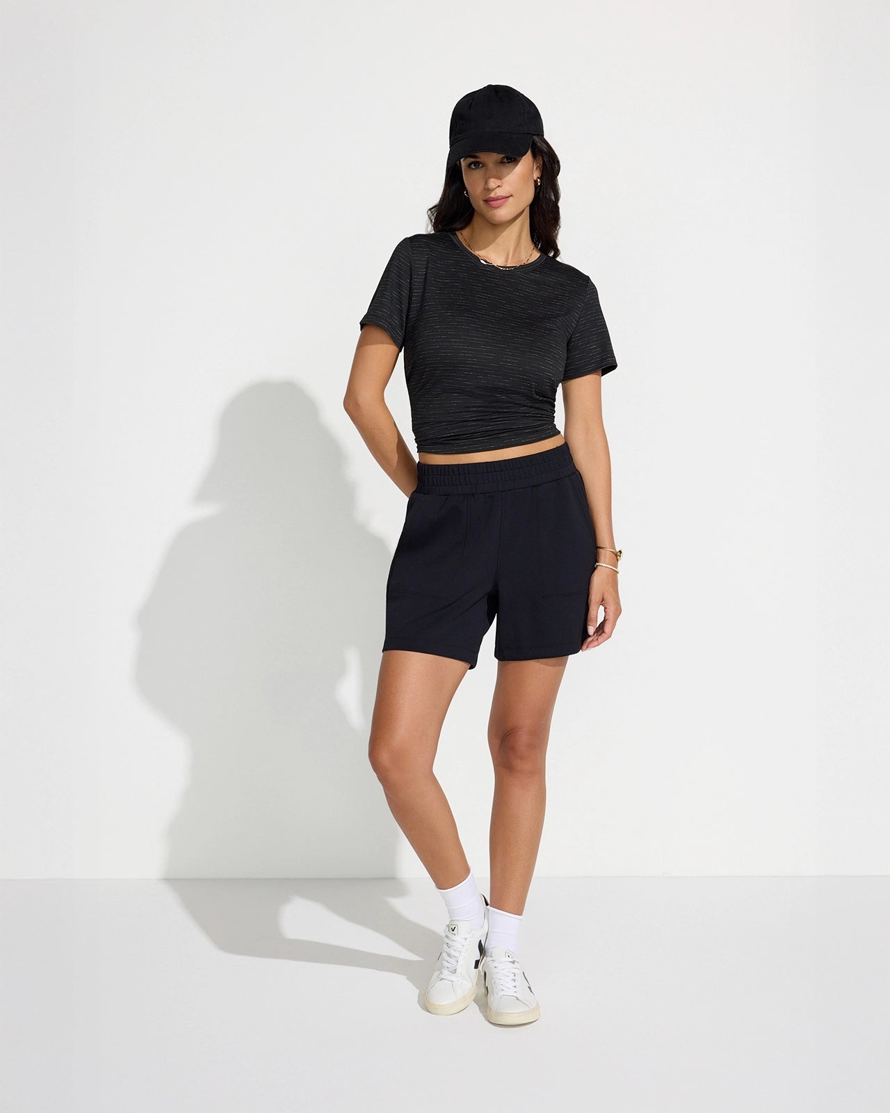 The Soft Stretch GRS Certified Recycled Poly + Rayon Fleece Short - Black