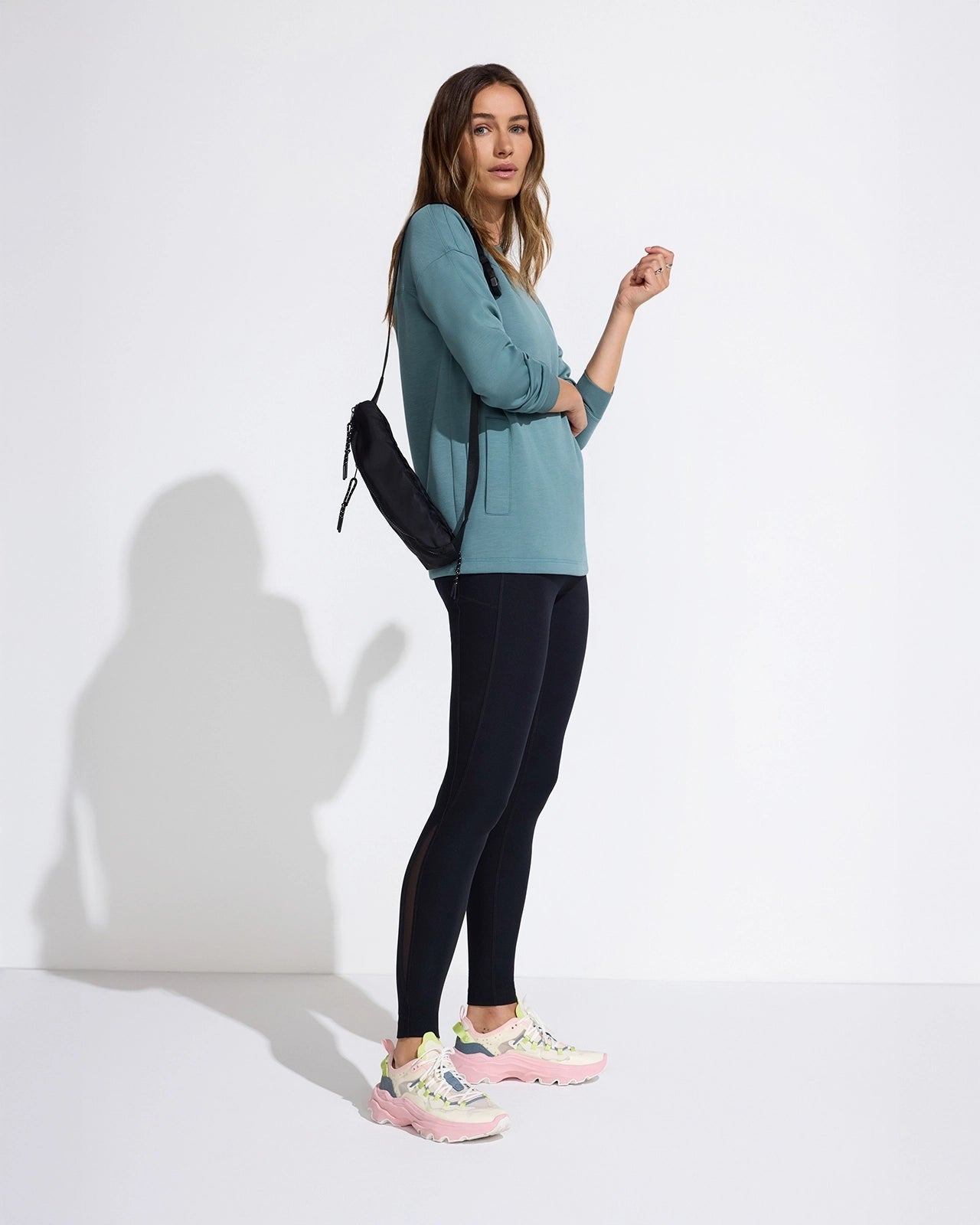 The Active Half-Moon Power Mesh GRS Certified Recycled Poly Legging - Black