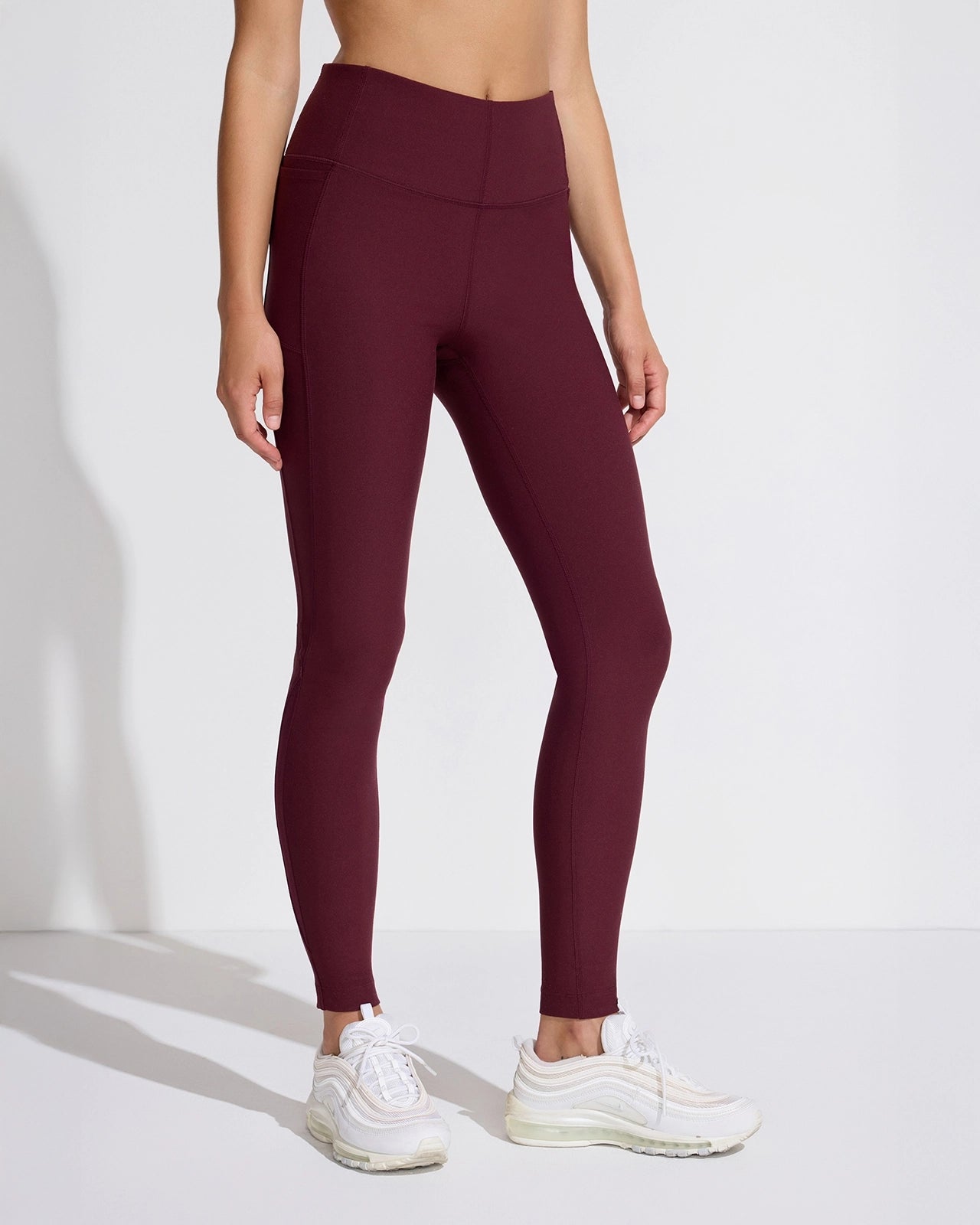 The Active Half-Moon Power Mesh GRS Certified Recycled Poly Legging - Deep Wine Red