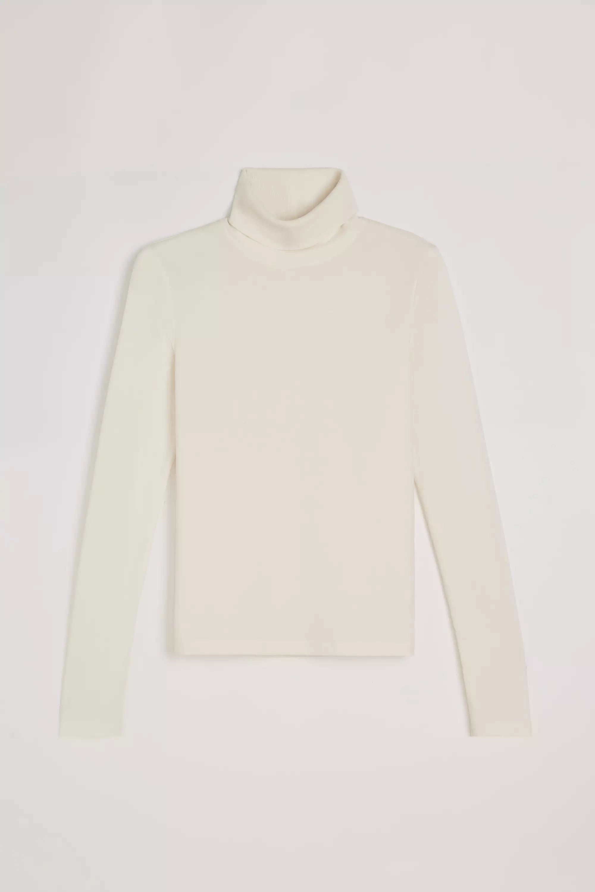 Expression Long Sleeve Turtle Neck Mixed Media Top - Coconut Milk