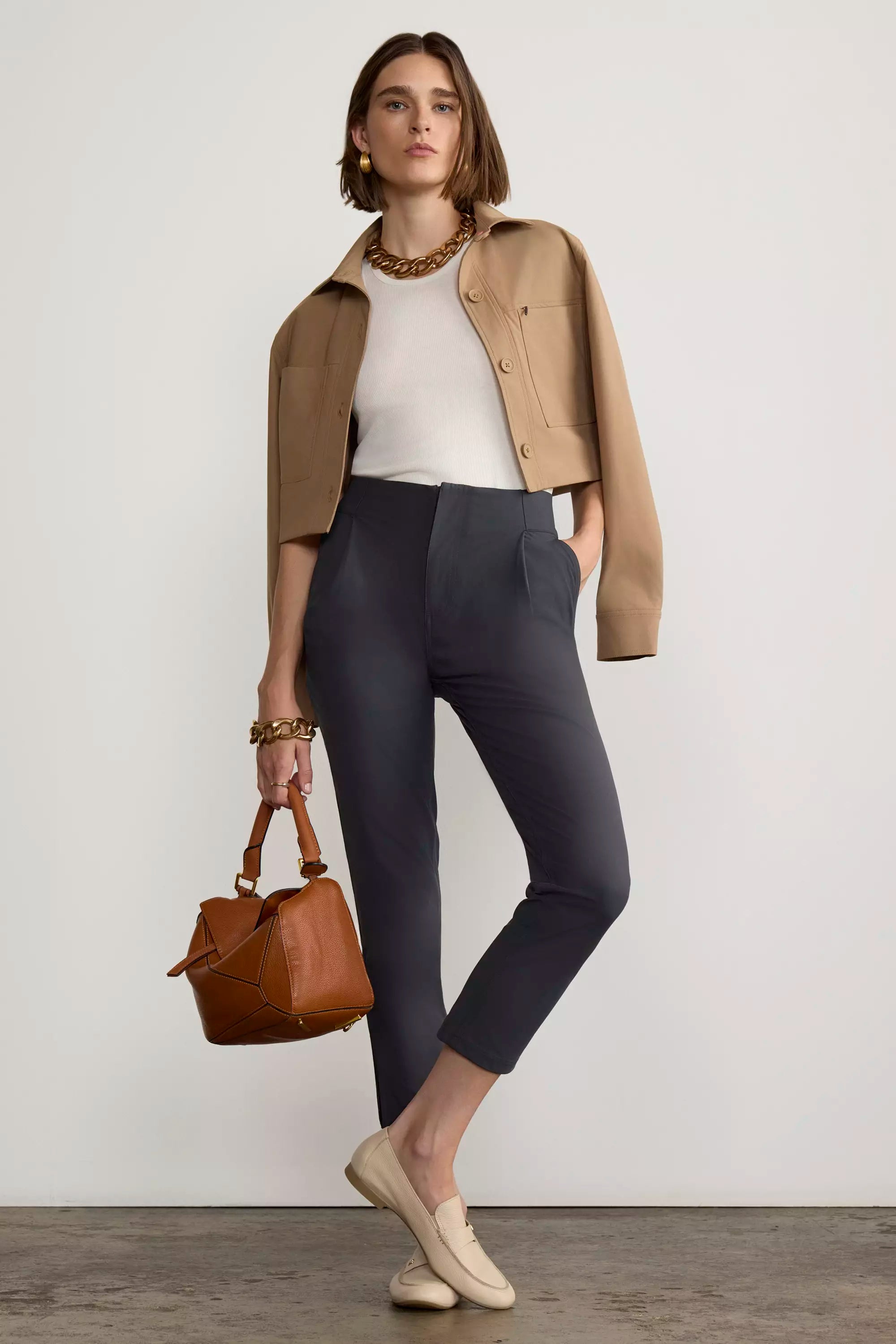 Limitless High-Rise Ankle Pant with Pleats - Asphalt