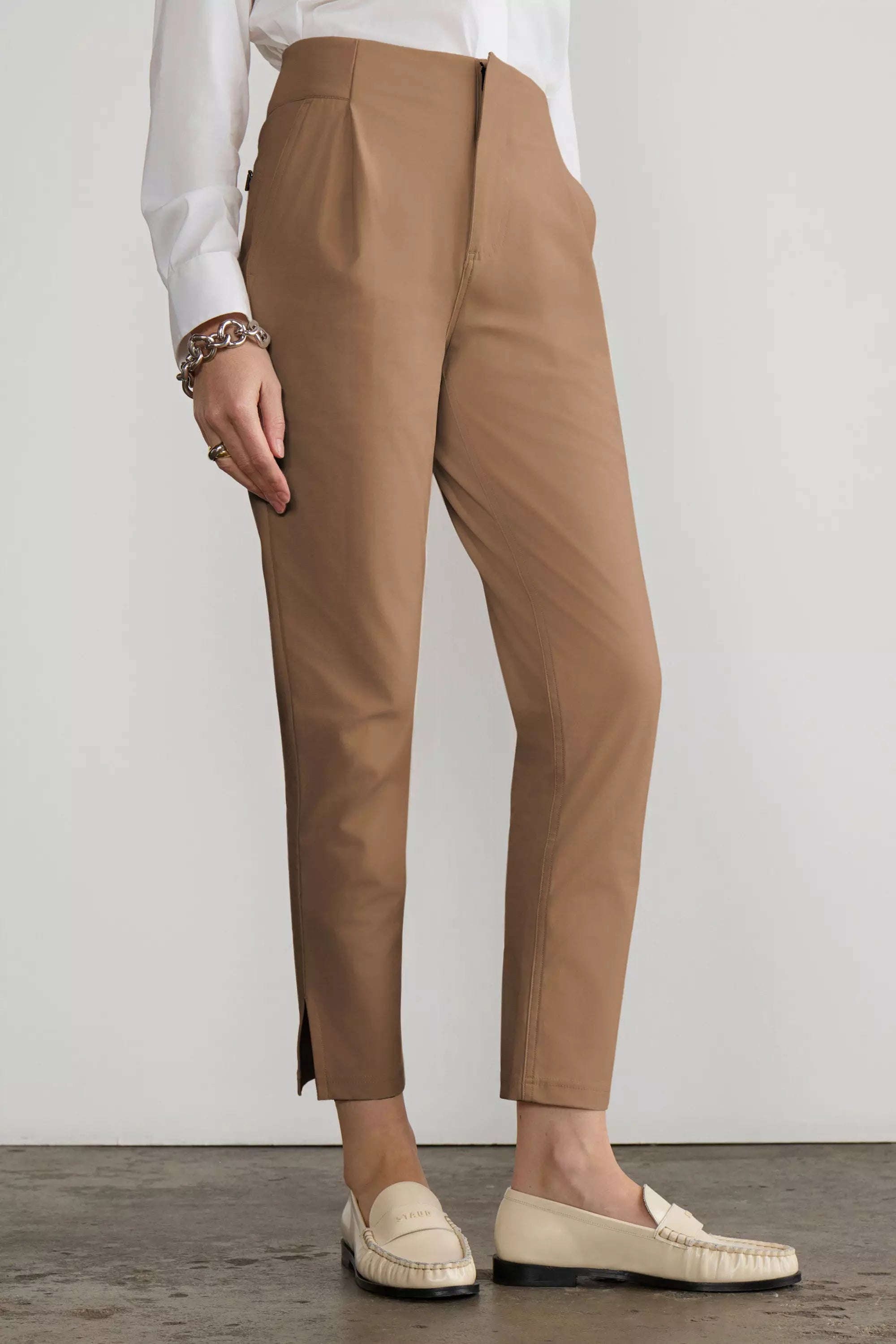 Limitless High-Rise Ankle Pant with Pleats - Tiger's Eye