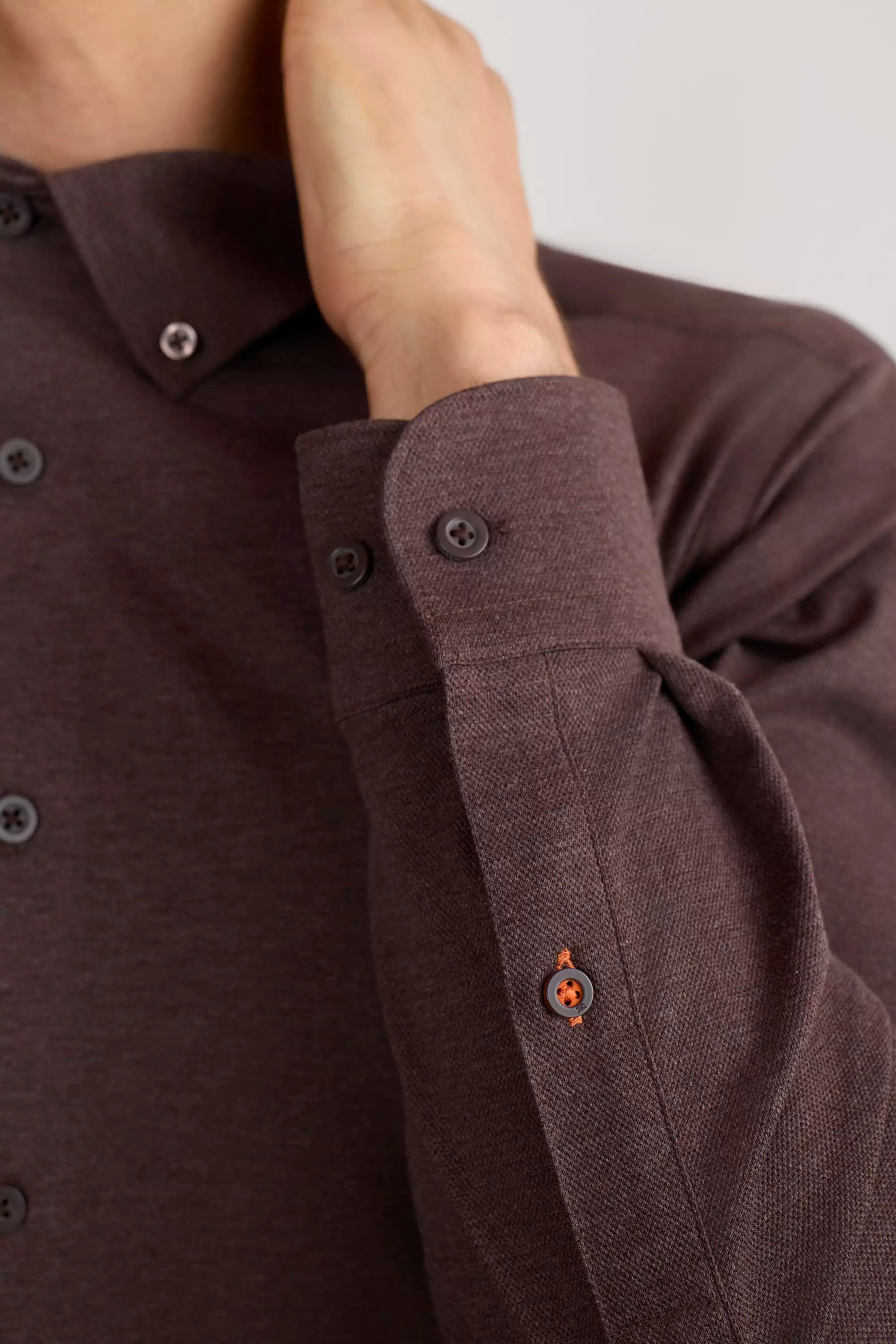 Integrity Slim-Fit FlexPique Shirt - Htr Dark Brown