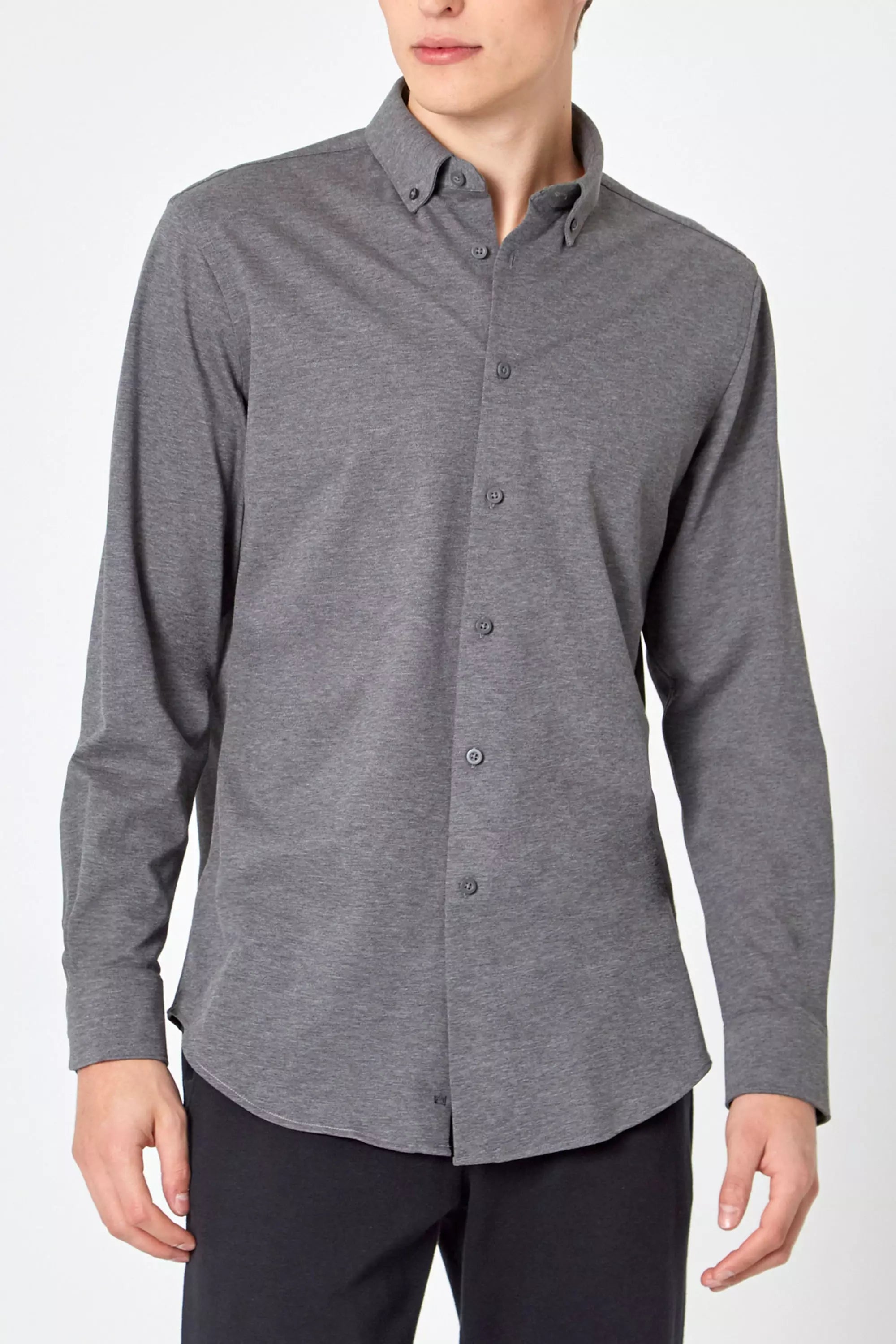 Interview FlexPique Knit Standard-Fit Shirt - Htr Charcoal