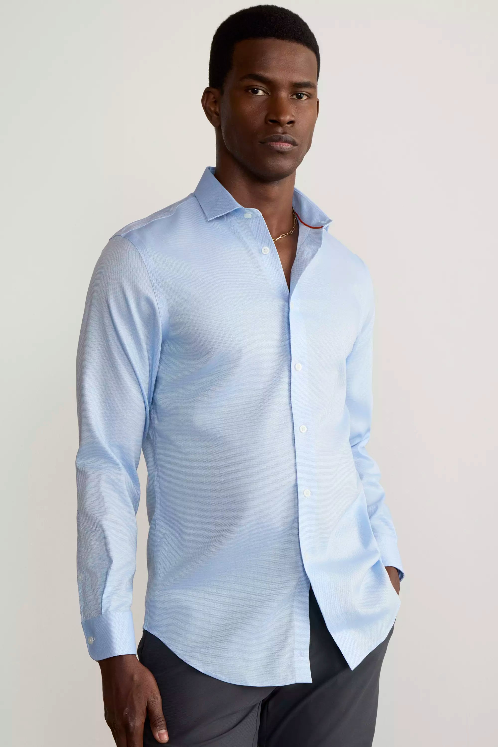 Air-Tech Poplin Standard-Fit Shirt - Blue Dobby