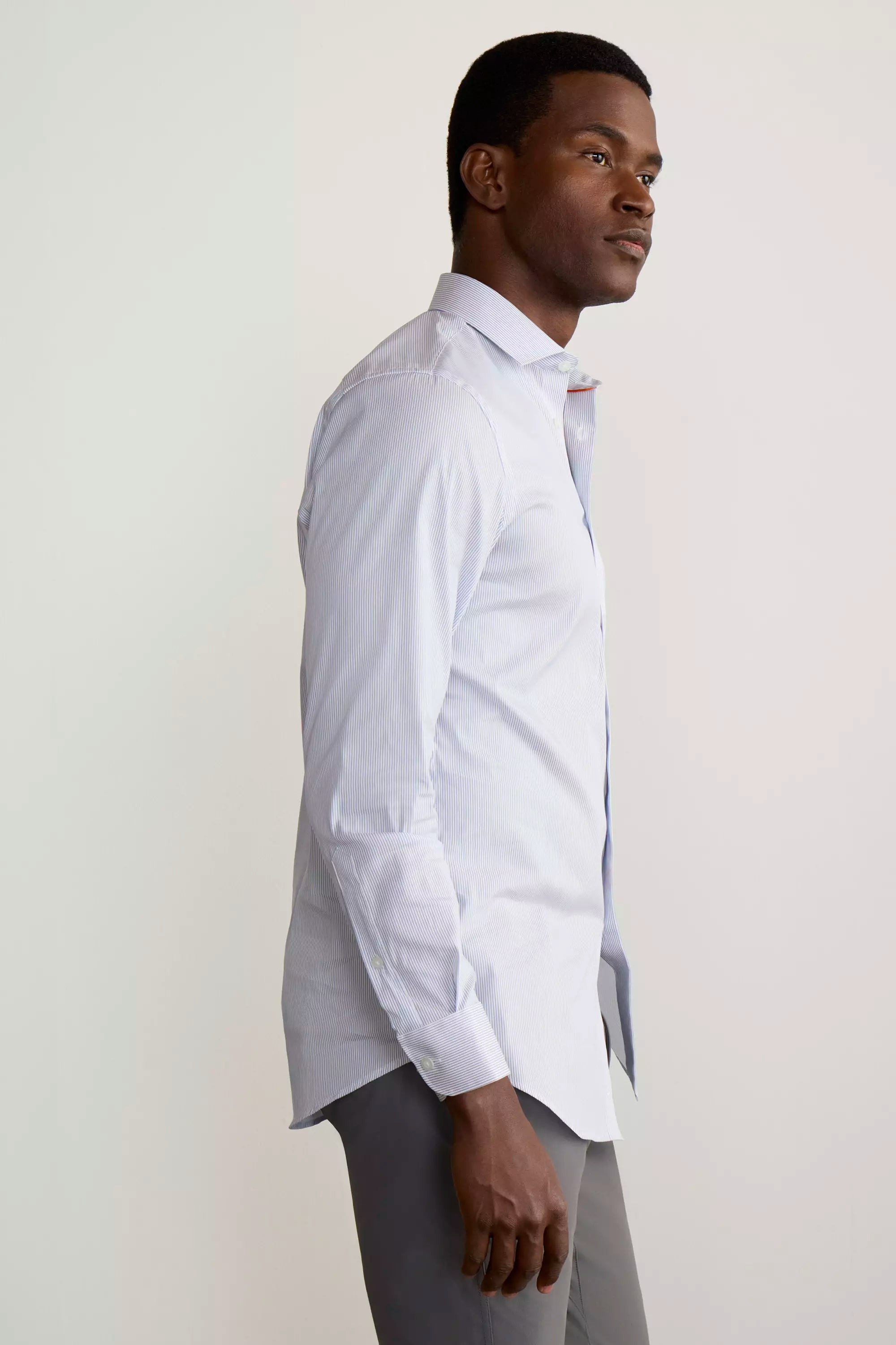 PerformLuxe Cotton Nylon Poplin Standard-Fit Shirt - Oxford Stripe