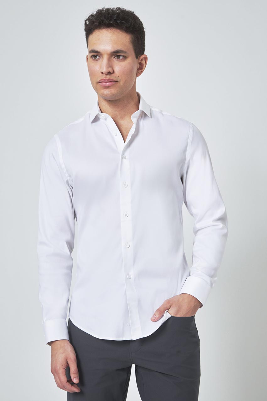 PerformLuxe Cotton Nylon Twill Slim-Fit Shirt - White