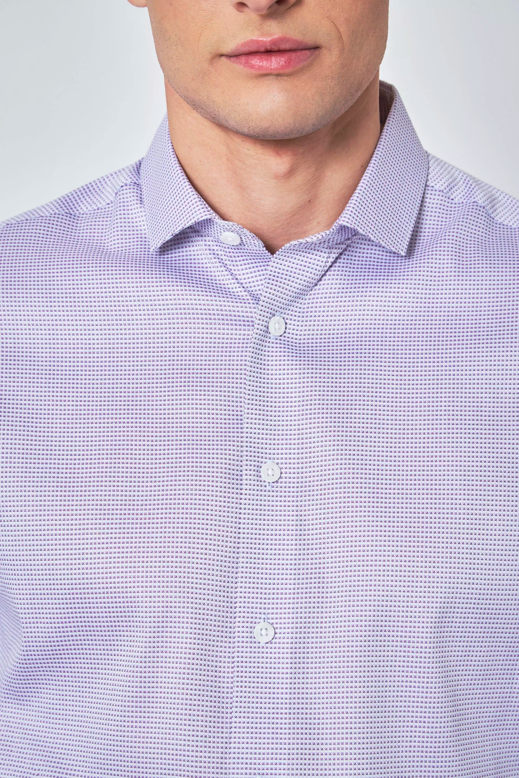 PerformLuxe Cotton Nylon Check Slim-Fit Shirt - Purple/Blue Check