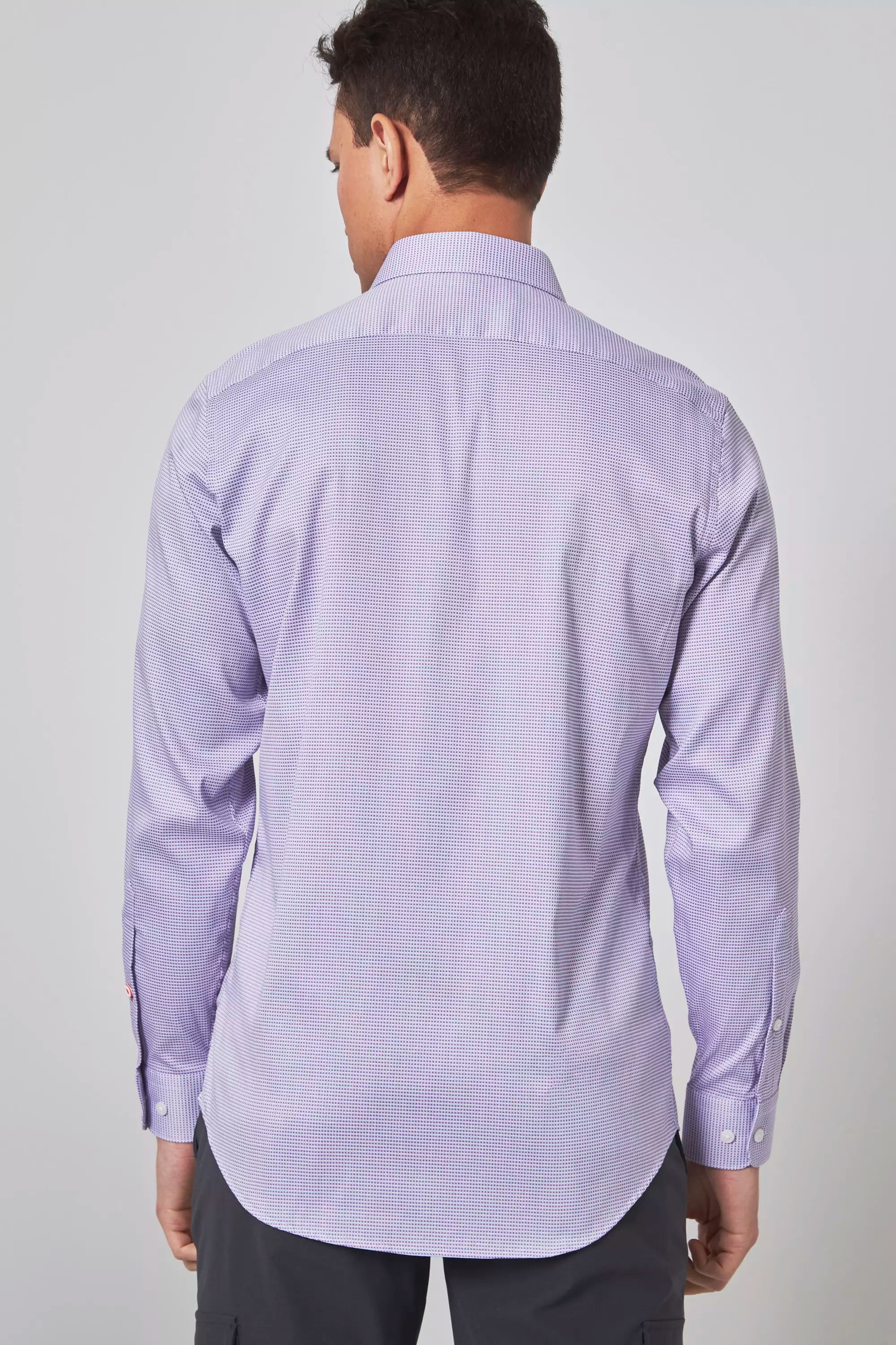PerformLuxe Cotton Nylon Check Standard-Fit Shirt - Purple/Blue Check