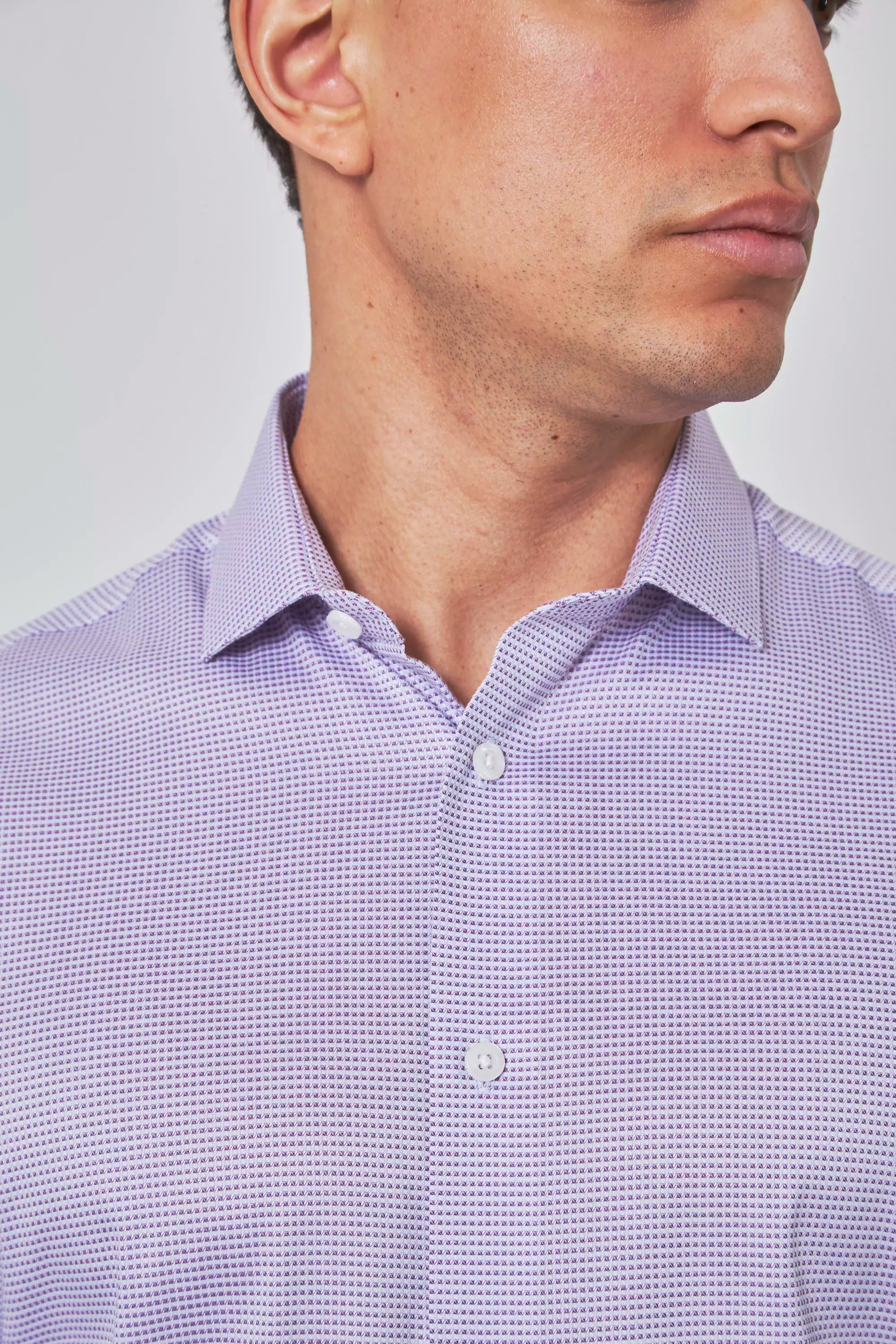 PerformLuxe Cotton Nylon Check Standard-Fit Shirt - Purple/Blue Check