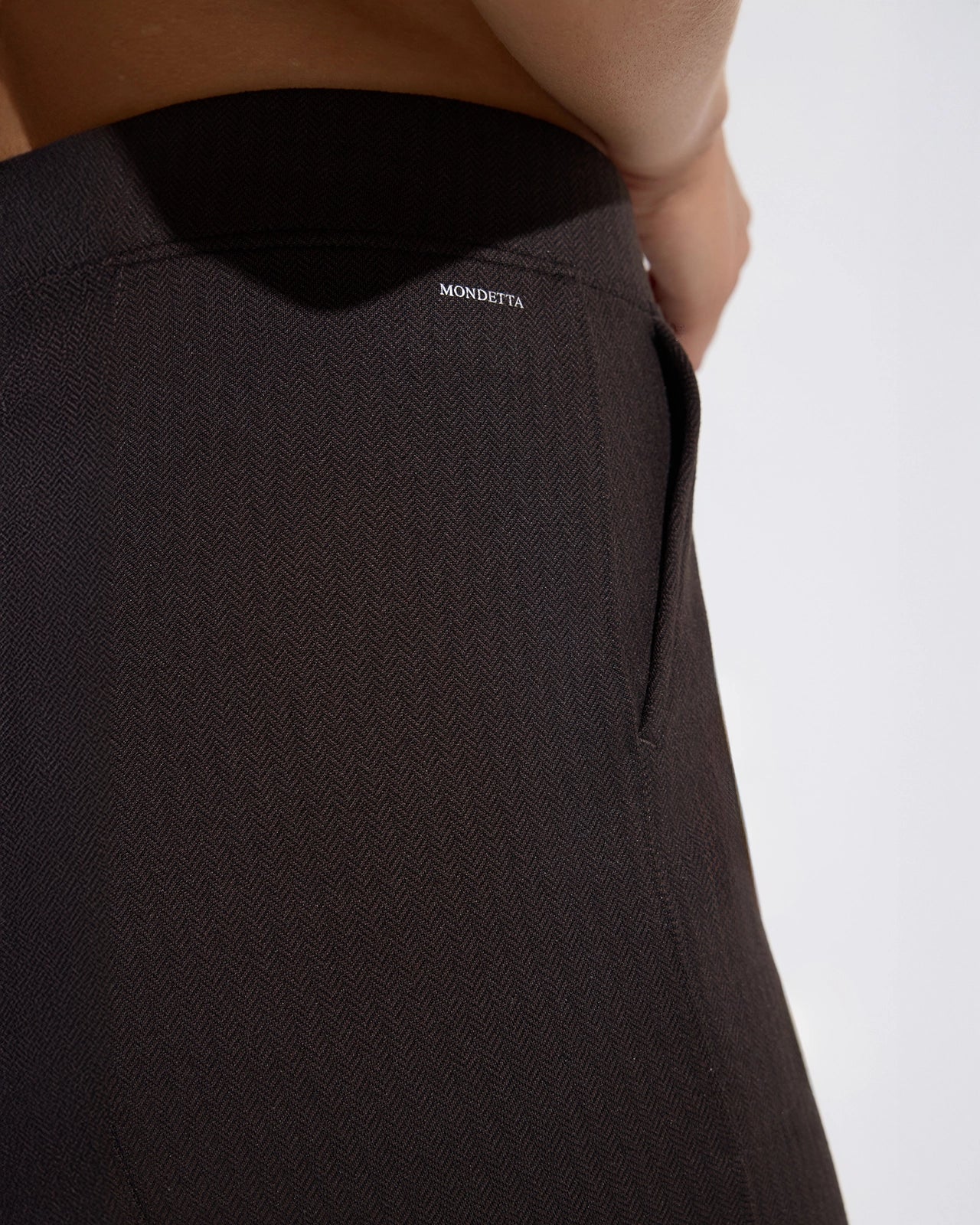 The Soft Luxe GRS Certified Recycled Poly Herringbone Pant - Dark Brown