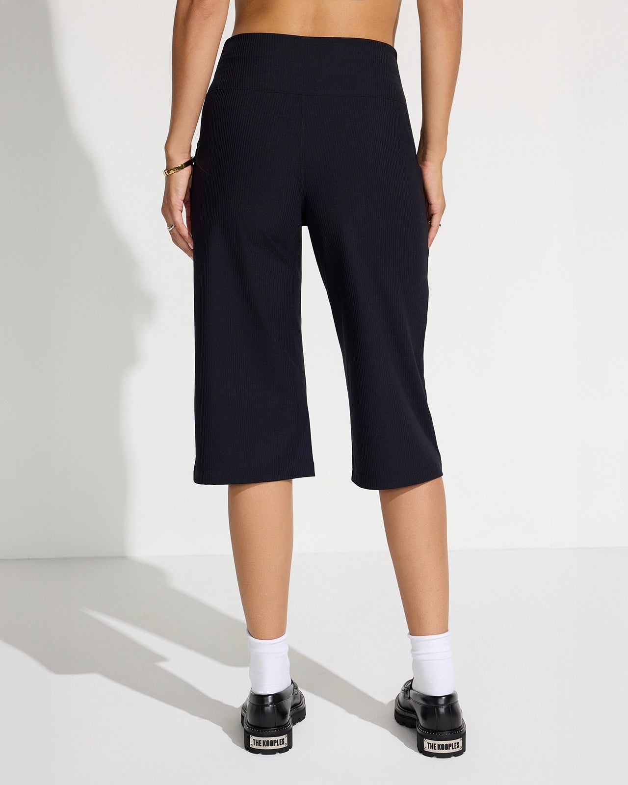 The Soft Luxe Ribbed GRS Certified Recycled Nylon Capri Pant - Black