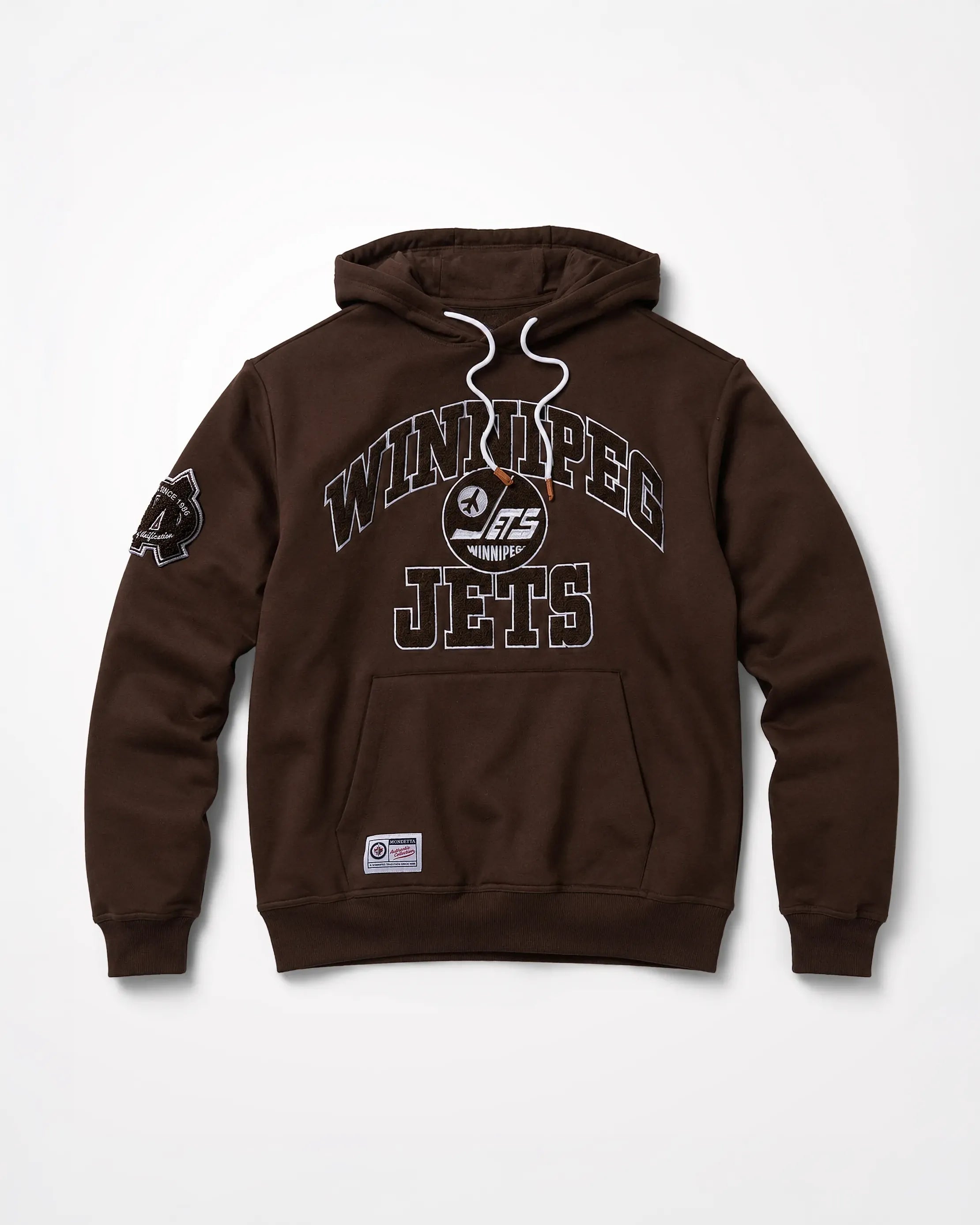 For general description, go to 'Main Product Description' region - The Jets Faceoff Hoodie - Chocolate Brown