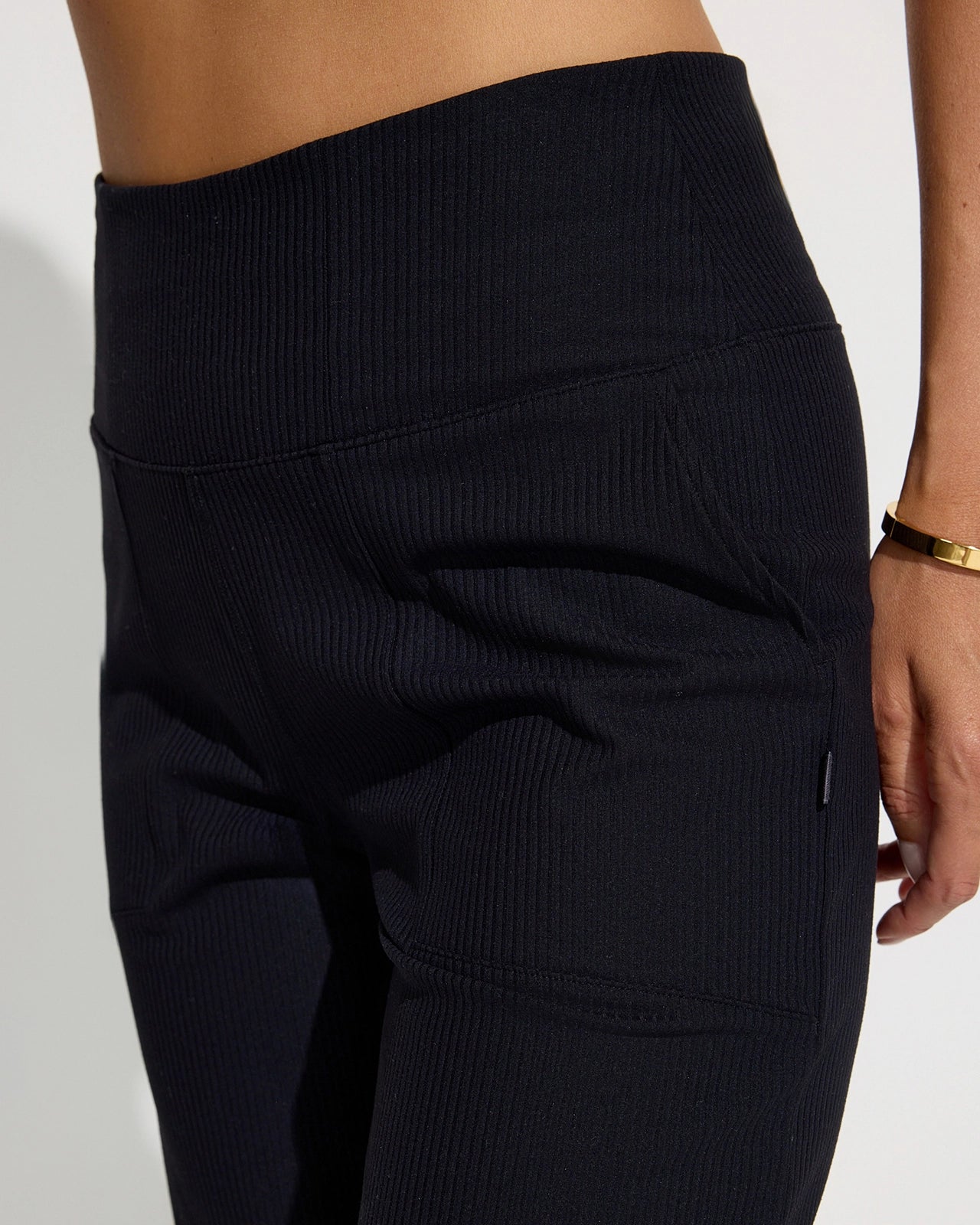 The Soft Luxe Ribbed GRS Certified Recycled Nylon Capri Pant - Black