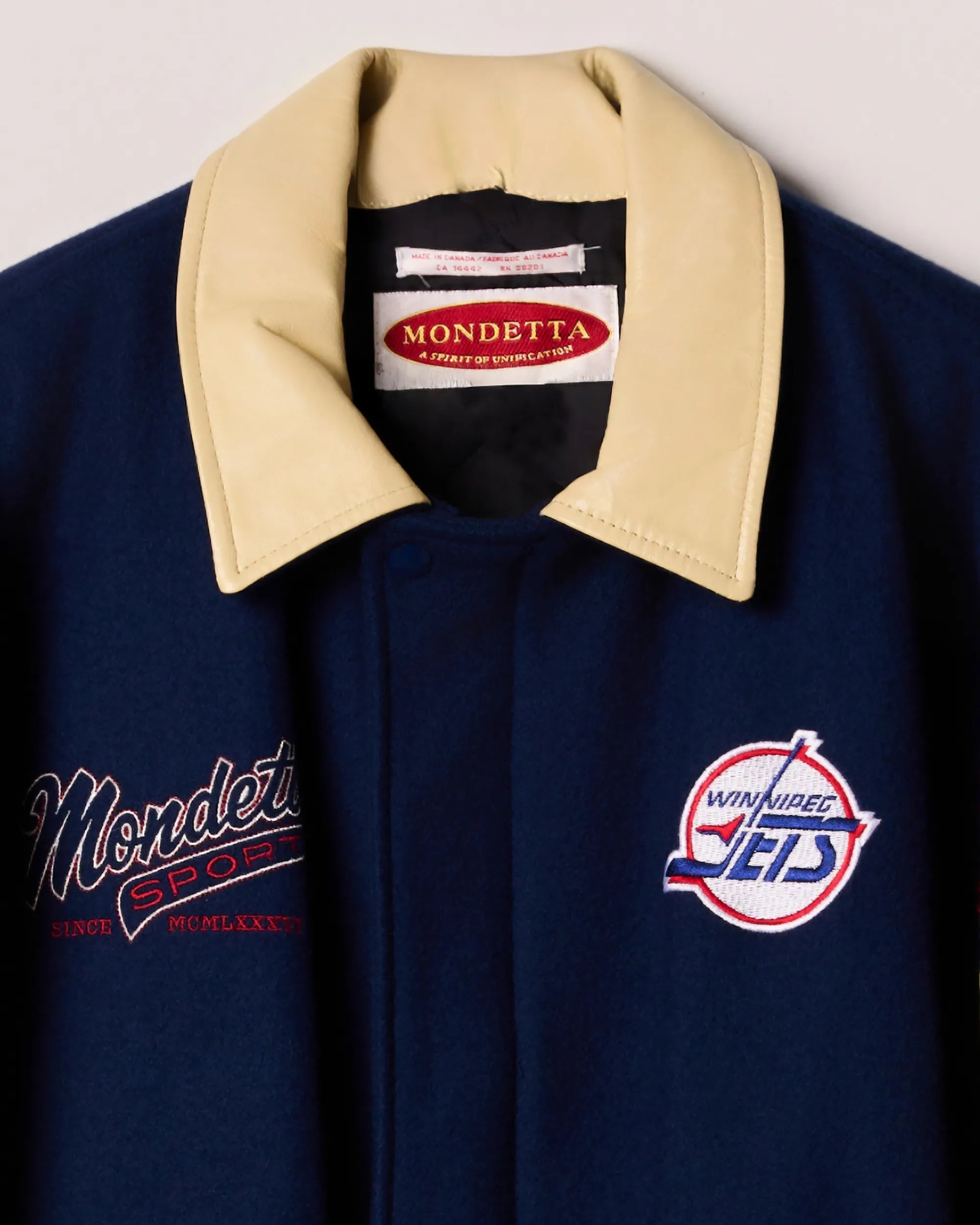 “Winnipeg Jets” Leather & Melton Varsity Jacket