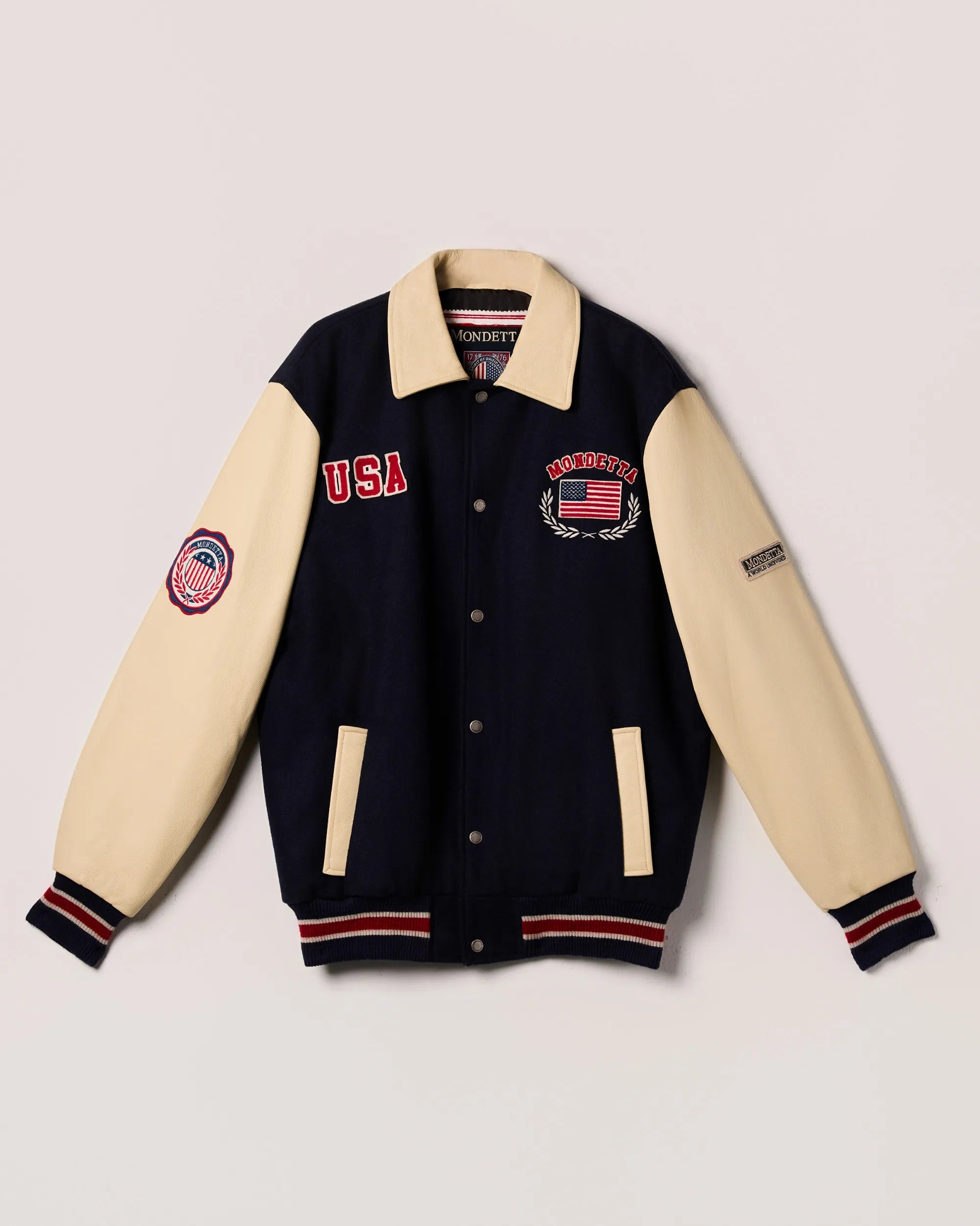 “Team America” Leather & Melton Varsity Jacket