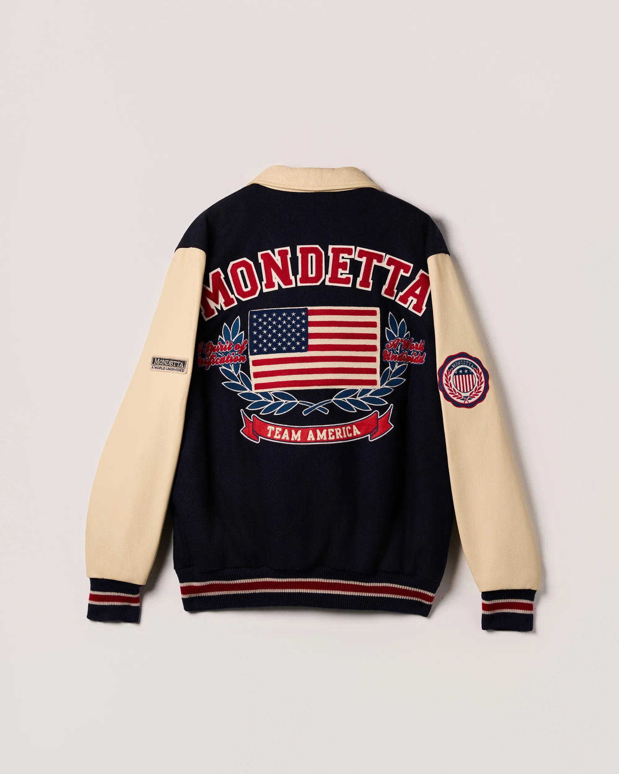 “Team America” Leather & Melton Varsity Jacket