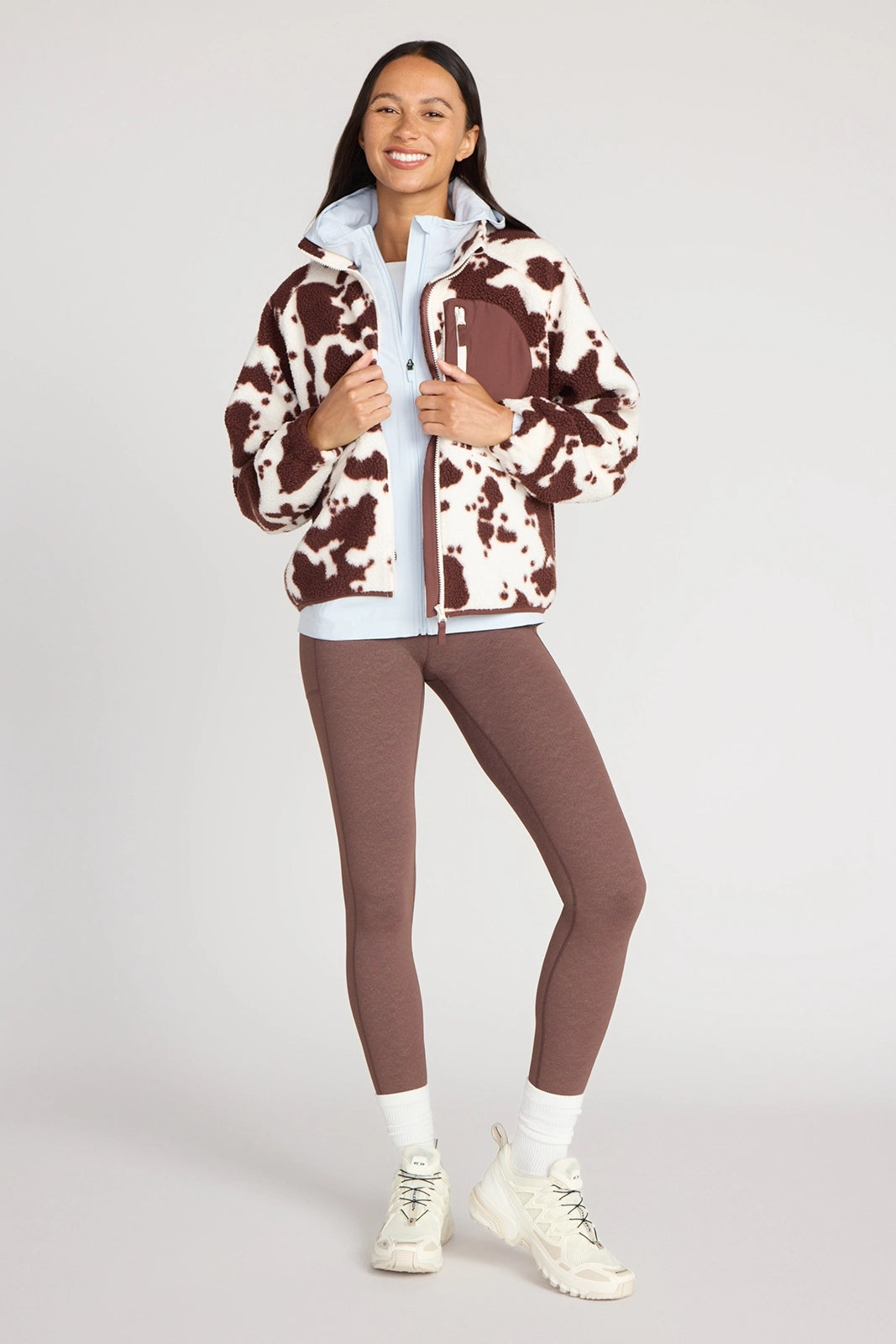 The Active GRS Certified Recycled Nylon Denim-Feel Legging - Chicory Coffee Combo