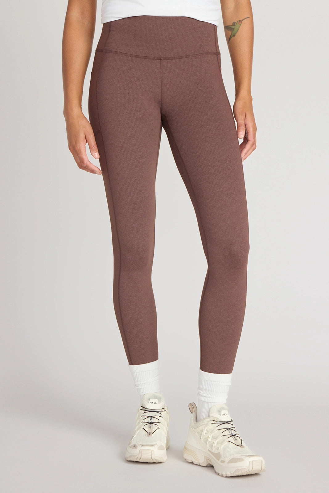 The Active GRS Certified Recycled Nylon Denim-Feel Legging - Chicory Coffee Combo