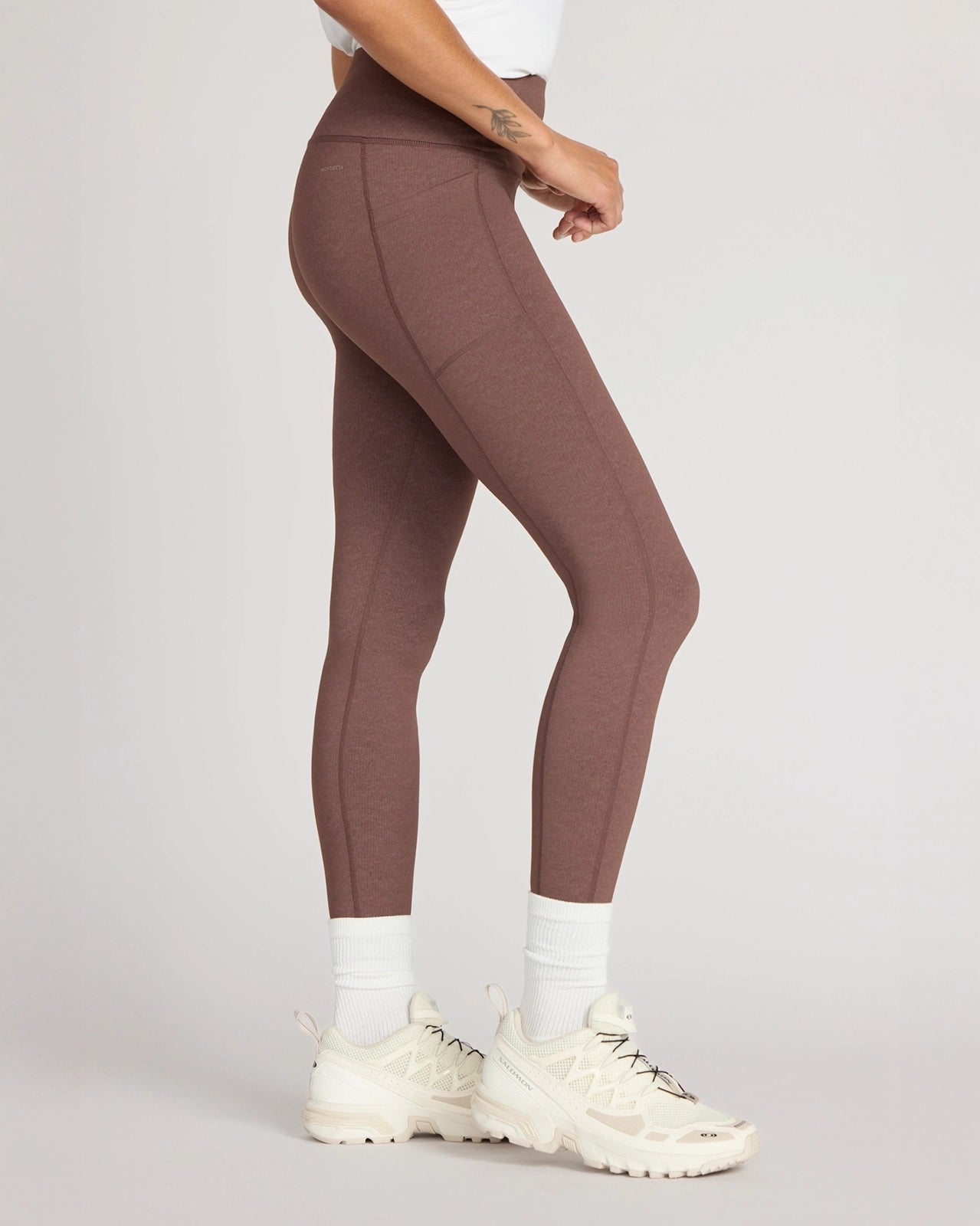 The Active GRS Certified Recycled Nylon Denim-Feel Legging - Chicory Coffee Combo