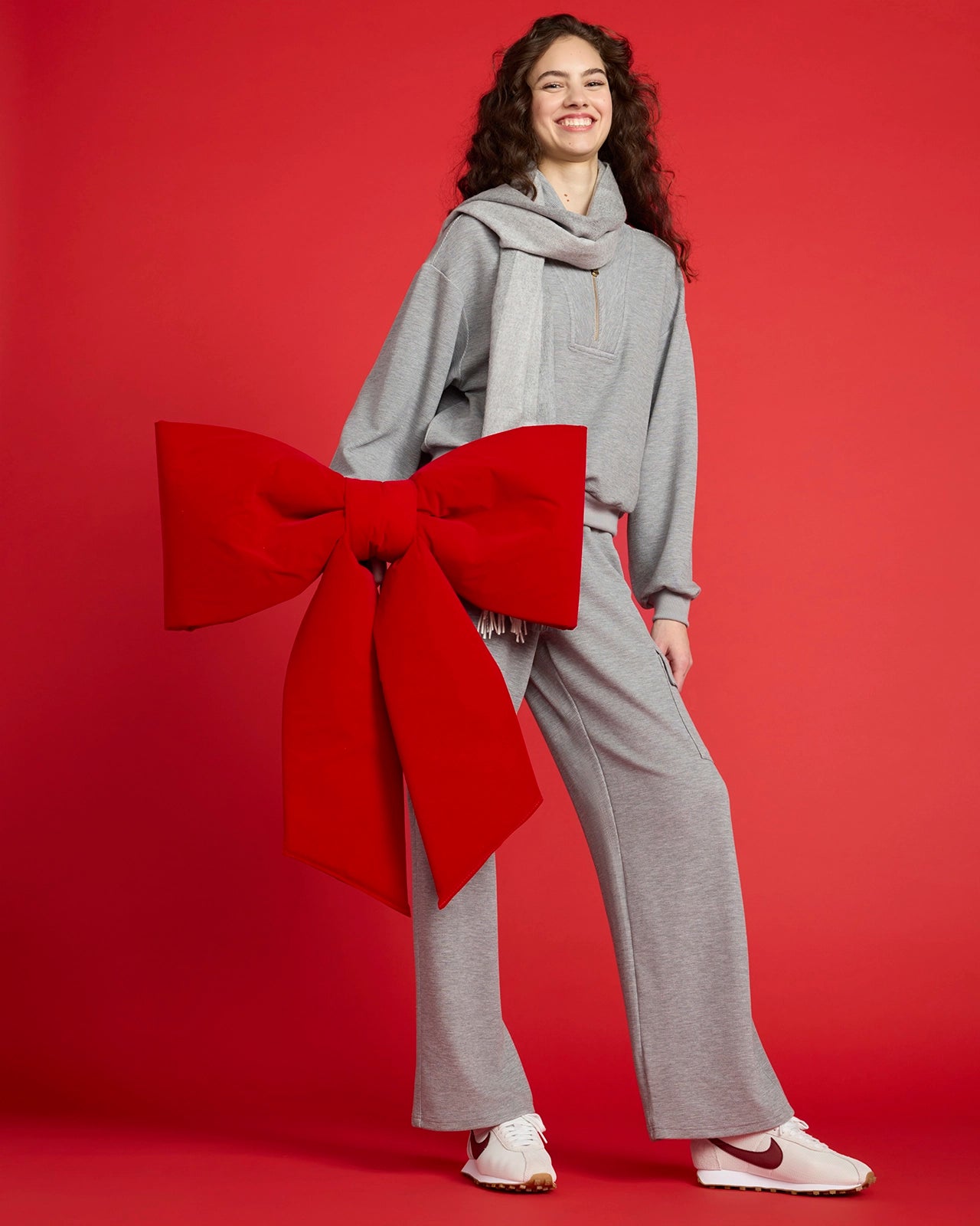 The Soft Luxe Modal + GRS Certified Recycled Poly Waffle Cargo Wide Leg Pant - Htr Grey