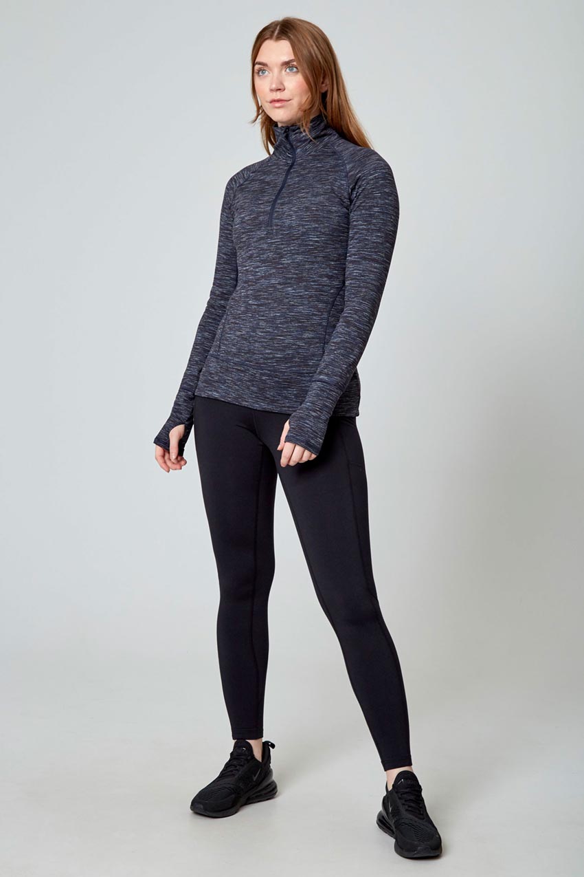 Space Dye Jacquard Half Zip - Dark Blue Combo