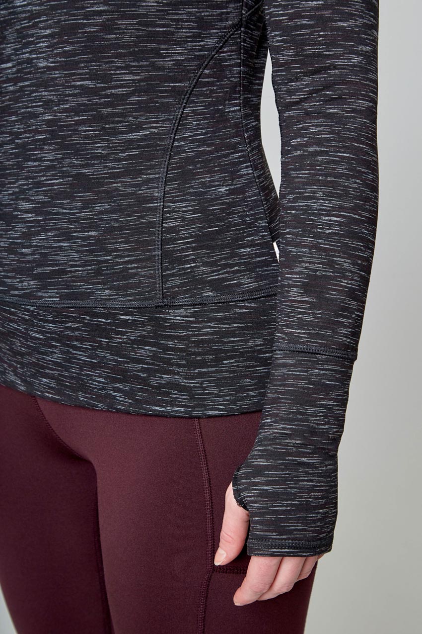 Space Dye Jacquard Half Zip - Black Combo