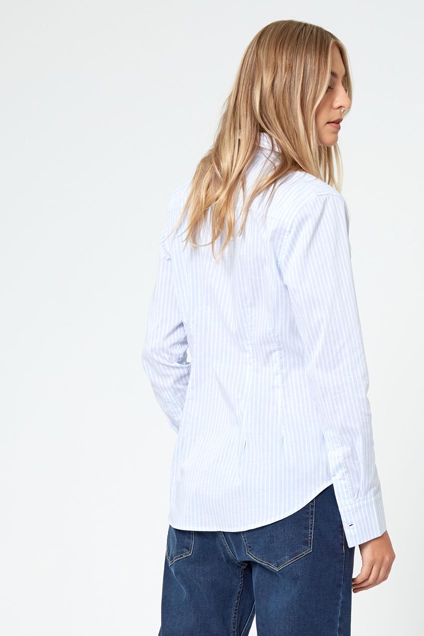 Impression Fitted Dress Shirt - Large Blue Stripe